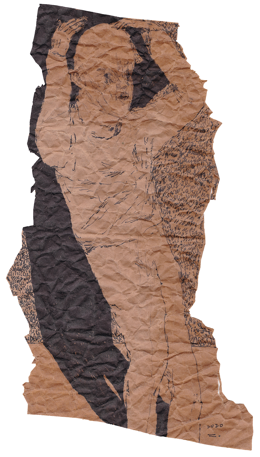 남은 것, 2020, pen on paper, 38.3.*23.8(cm)