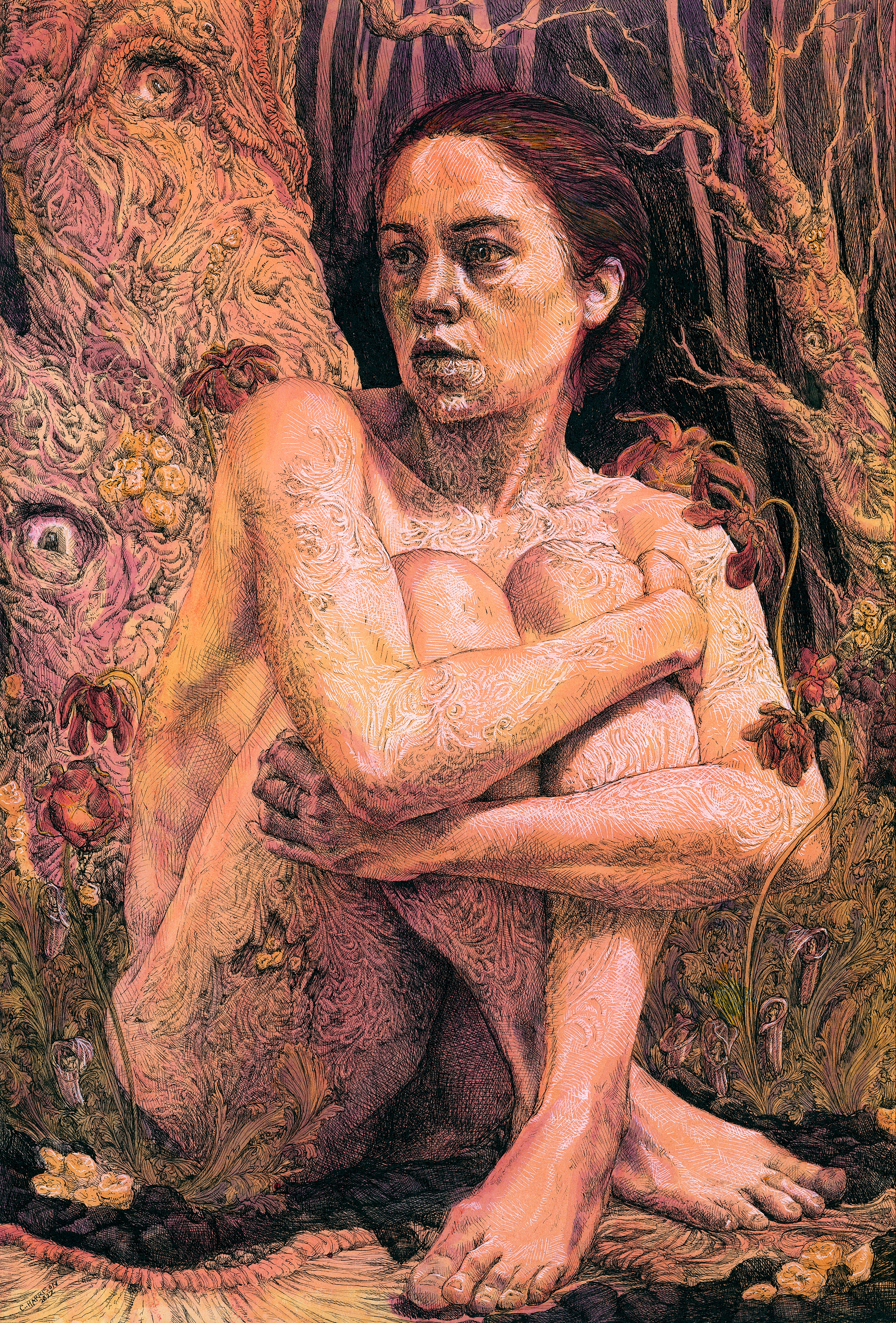 The Forever Watchers (Every Footing Frail). Ink on a paper. 2022.