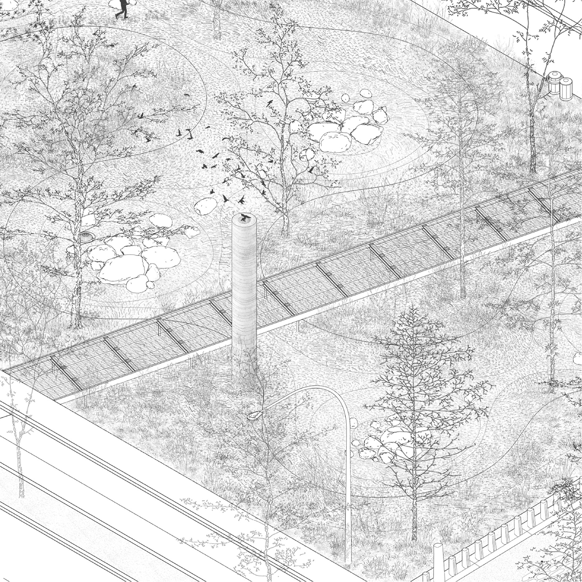  Proposition finaliste du concours d'architecture de paysagee pluridisciplinaire pour l'aménagement de la future place publique de l'arrondissement de Pierrefonds-Roxboro.