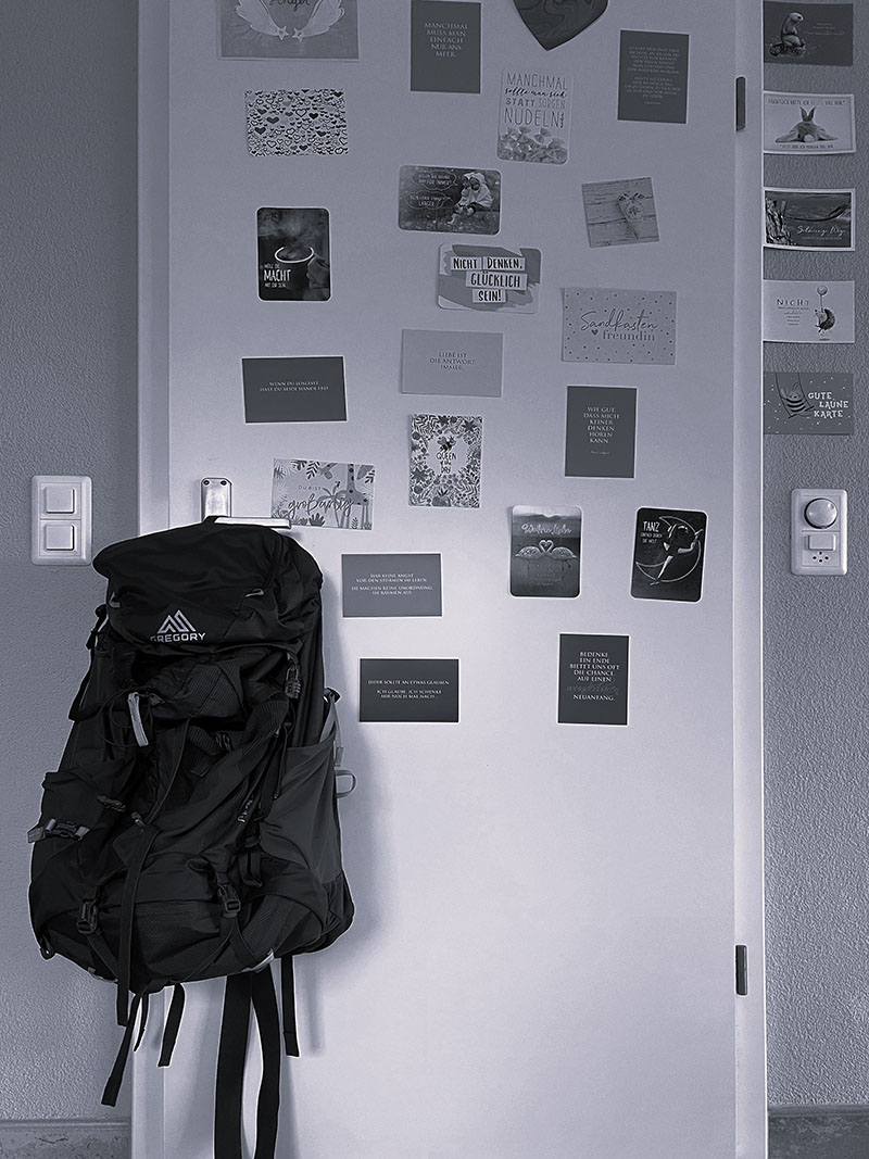 Freund und Begleiter: Mein leerer Back pack, bereit, wieder mit neuen Abenteuern und Erinnerungen gefüllt zu werden.