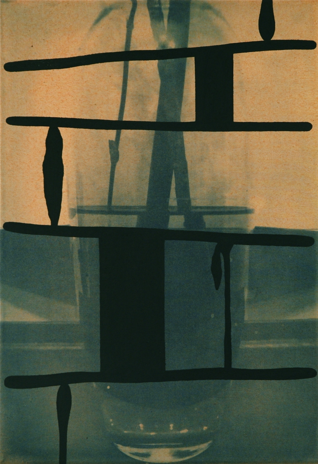 Untitled 2013, cyanotype and acrylic on canvas, 36 x 25 cm, private collection