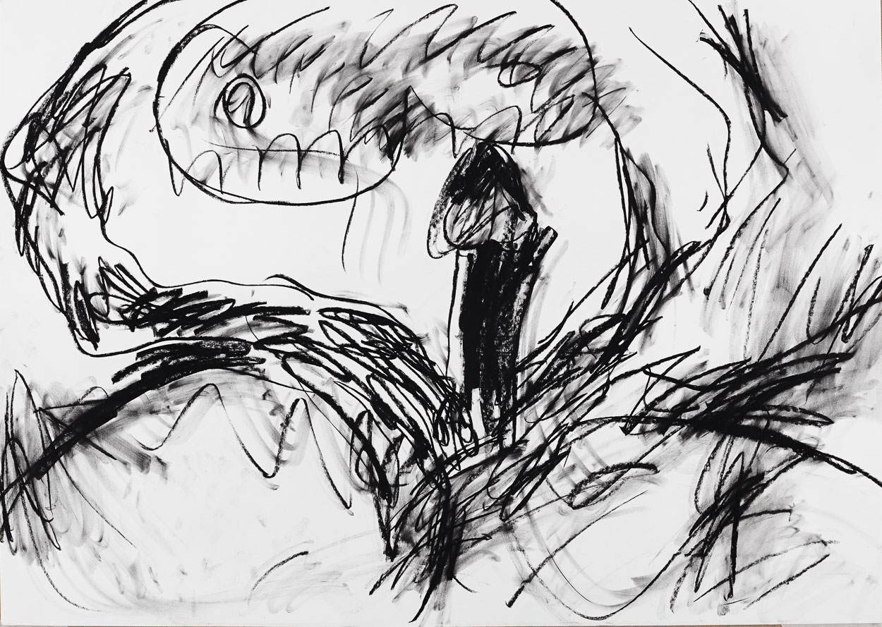 Still Life with Sunset, 2014. charcoal on paper. 95cm x 65cm