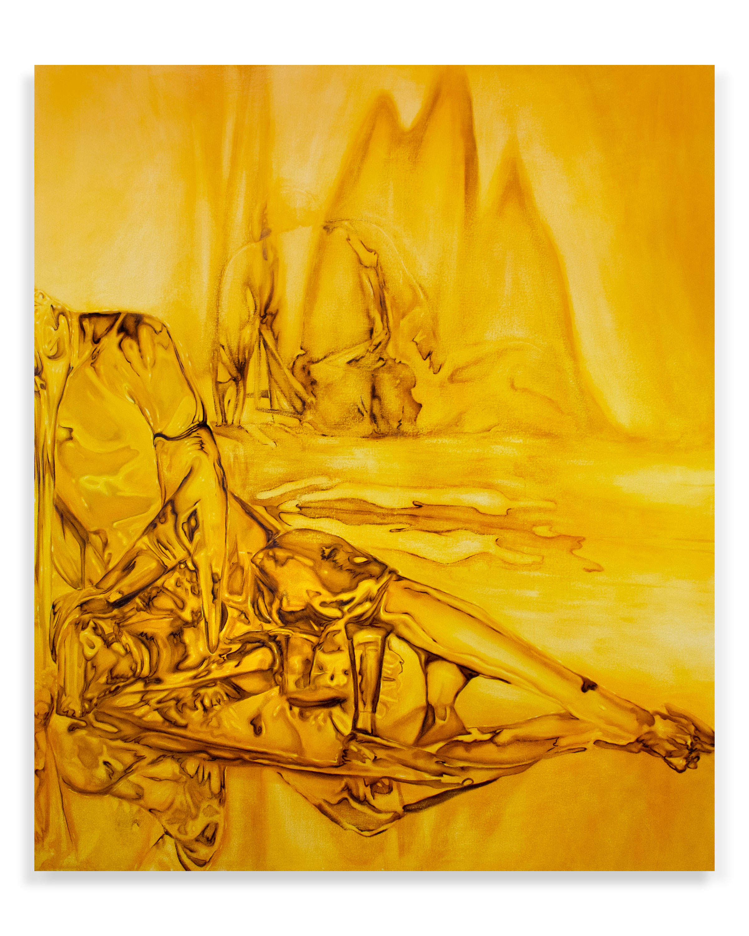 Give us nothing, Golden Grandeur (2022). Oil on Canvas. 72 x 60 x 2 in.