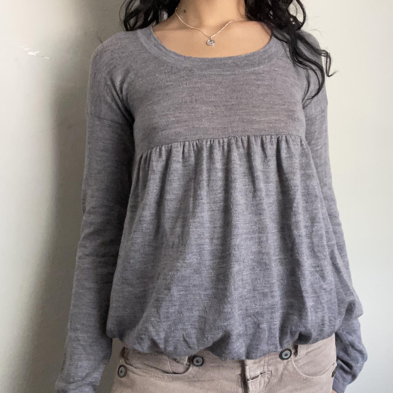 Miu Miu Grey Knit Babydoll Long Sleeve - 𝓈𝑜𝓁𝒹