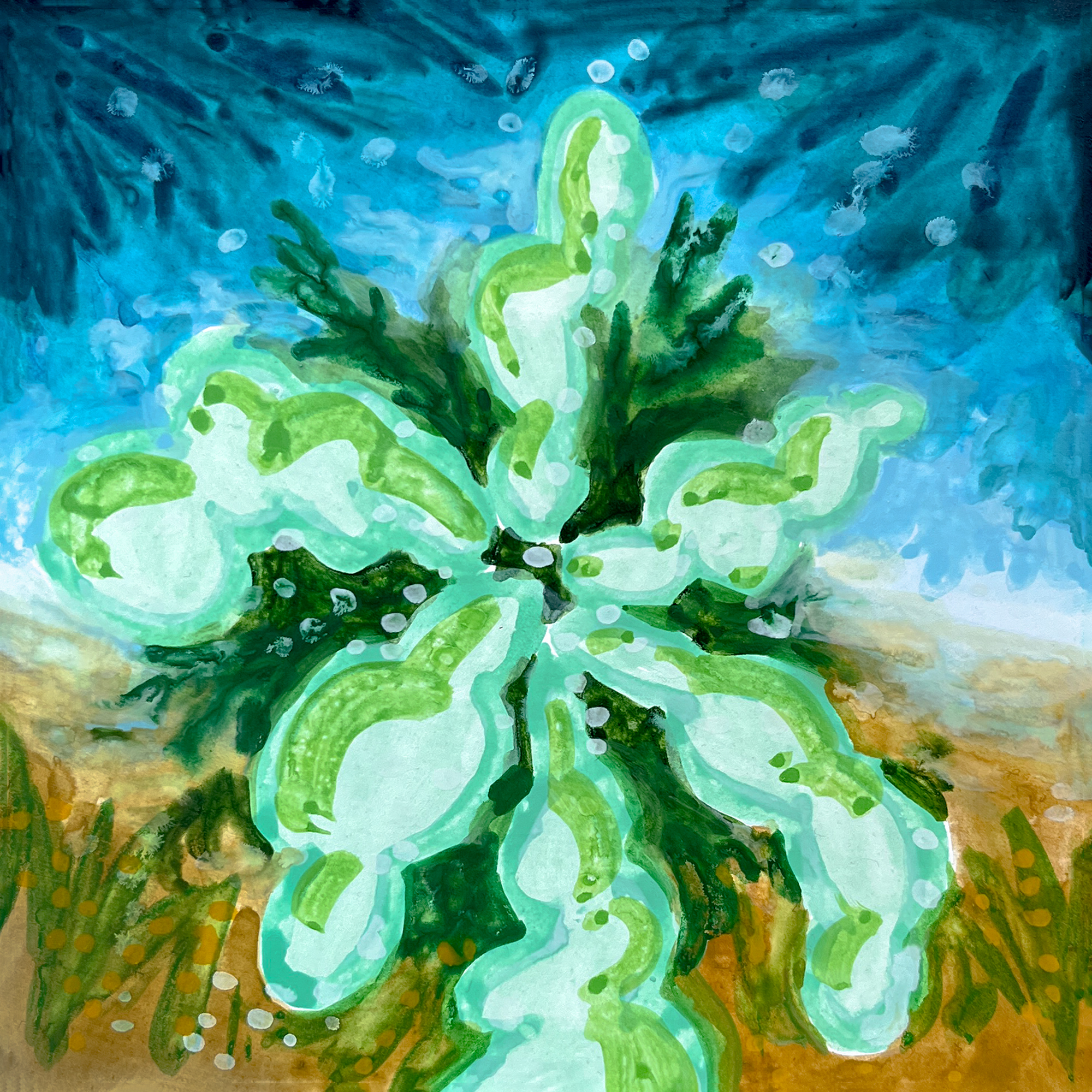 성장, 2025, 젯소보드에 채색, 15 x 15 cm