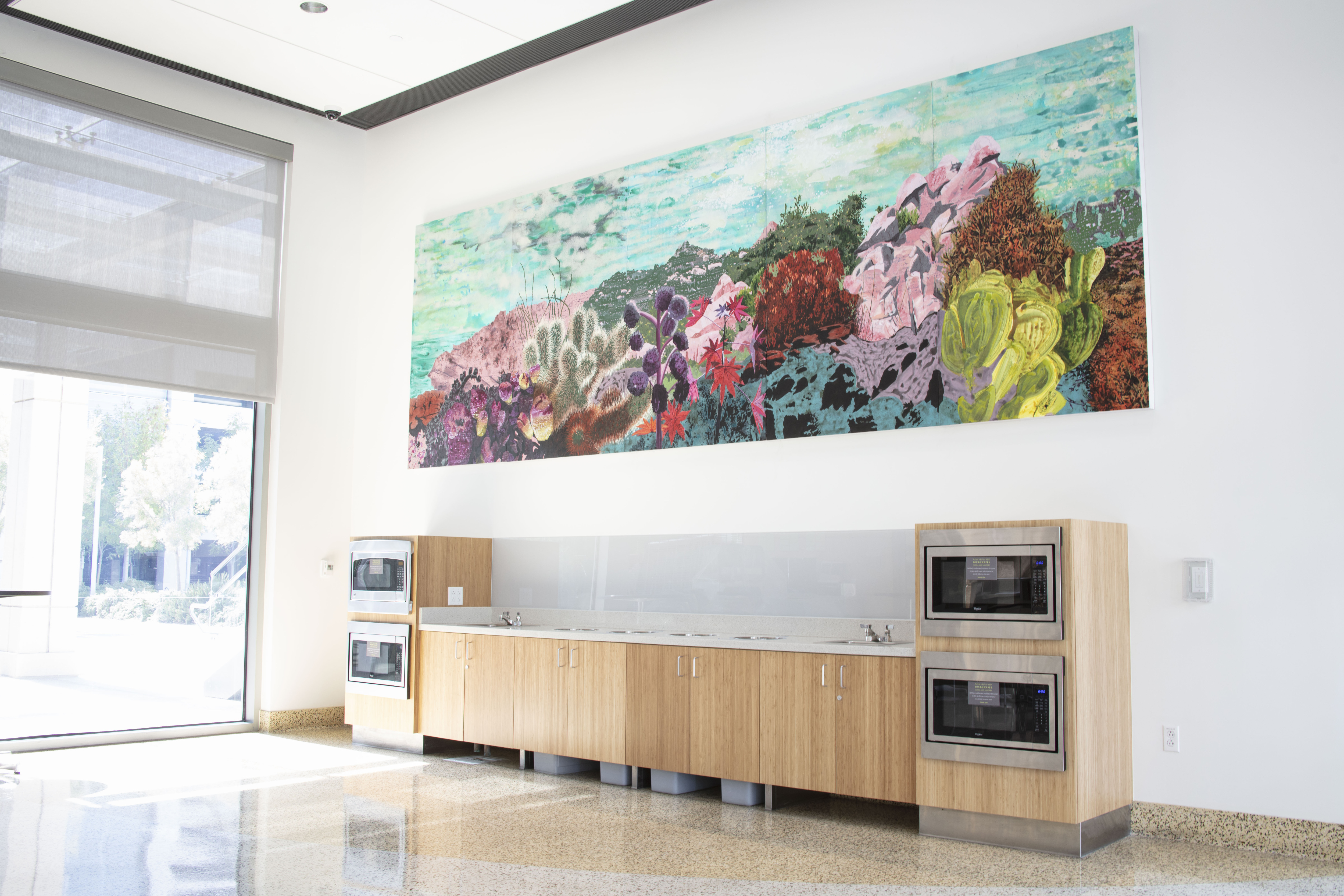   Distance Signals, Acrylic on panel, 43"x 216", 2020. Installation photograph, San Diego County Operations Center