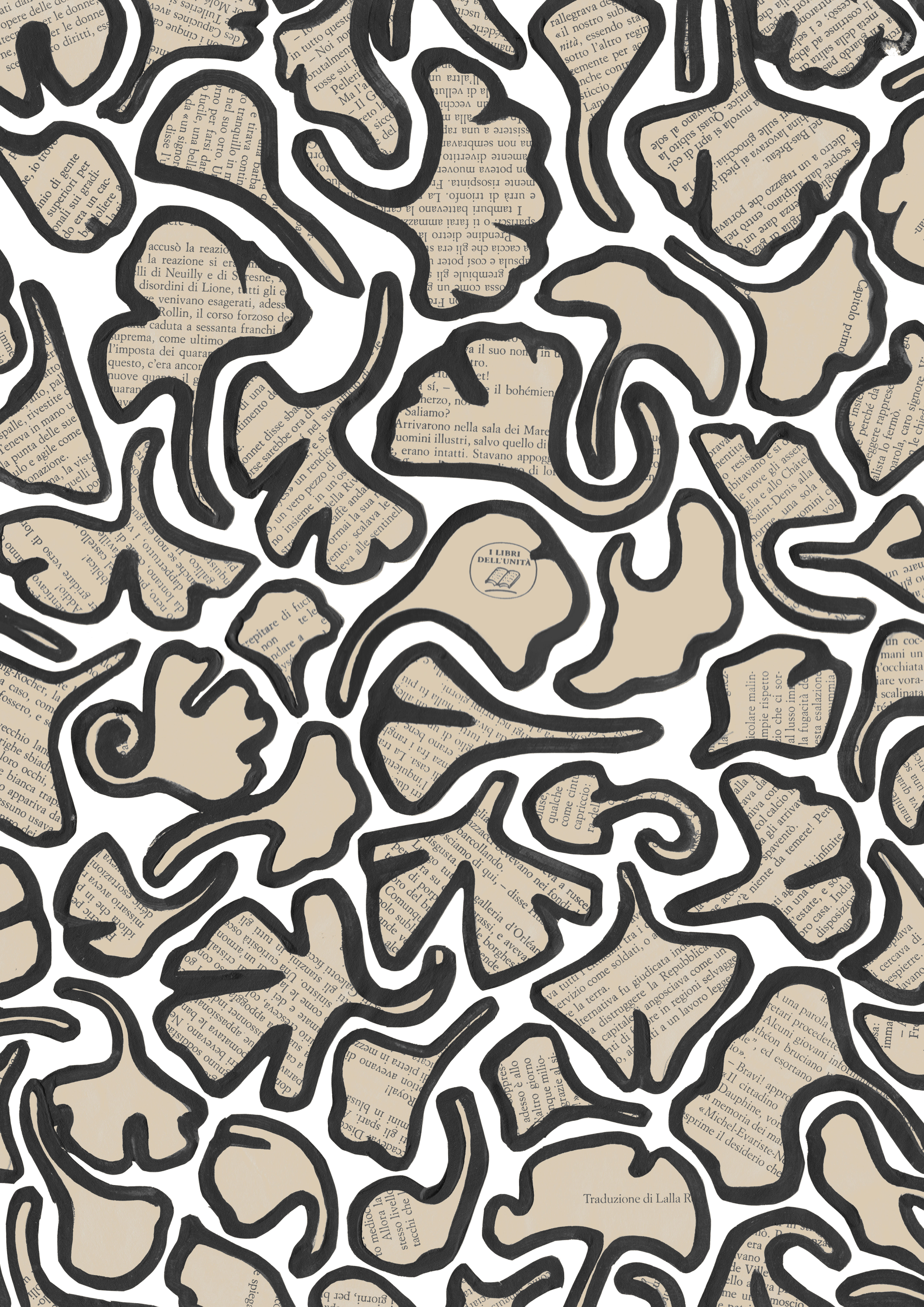 GinkoCollage di pagine di libro, 50x40 cm2014