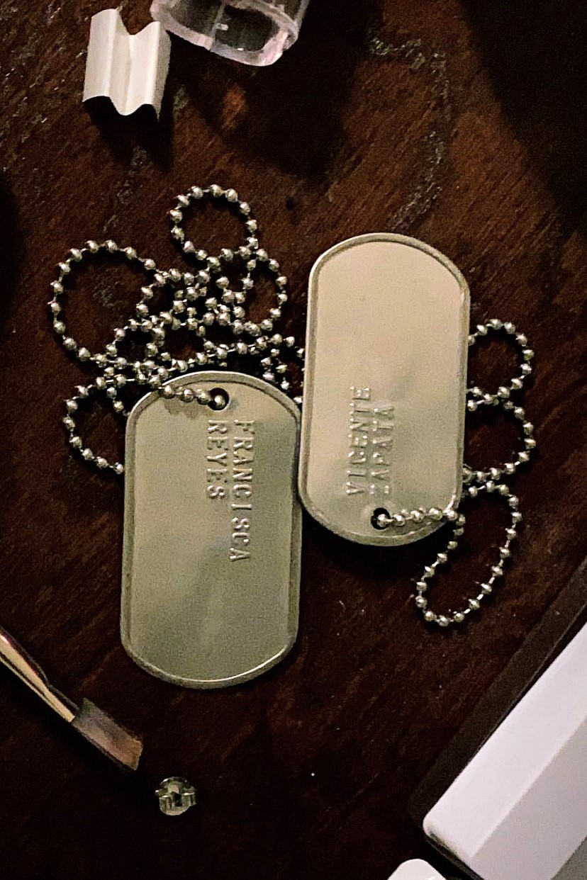 Francisca and Vinnie's matching dogtags.