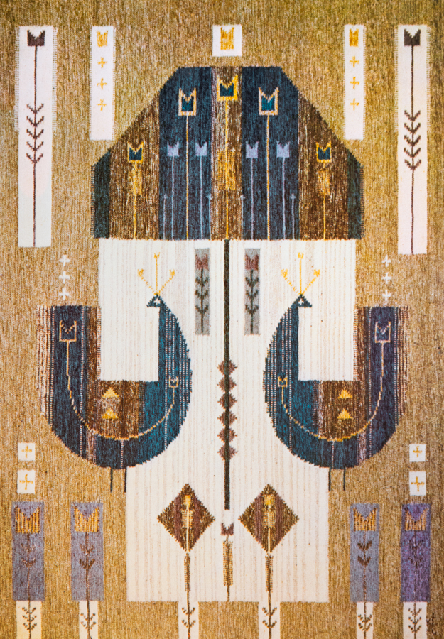 Handwoven wool rug. Serial production. 1980's