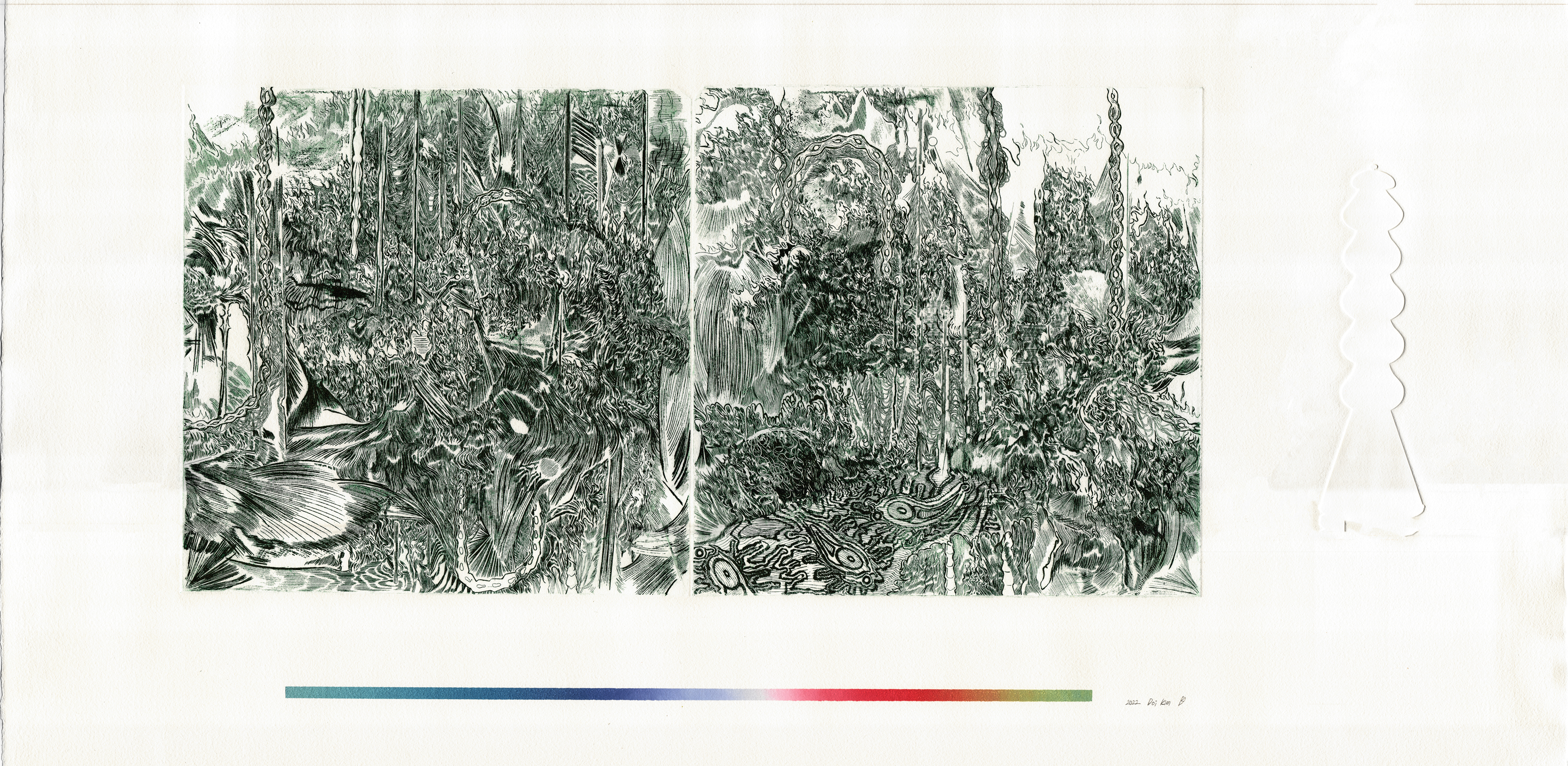 Silhouette 02: diffraction_Encyclopedia (1751-1772), Denis Diderot   2021 Embossment, etching, and silkscreen on printmaking paperPaper size: 31x47 in, edition of 10 + 2 AP