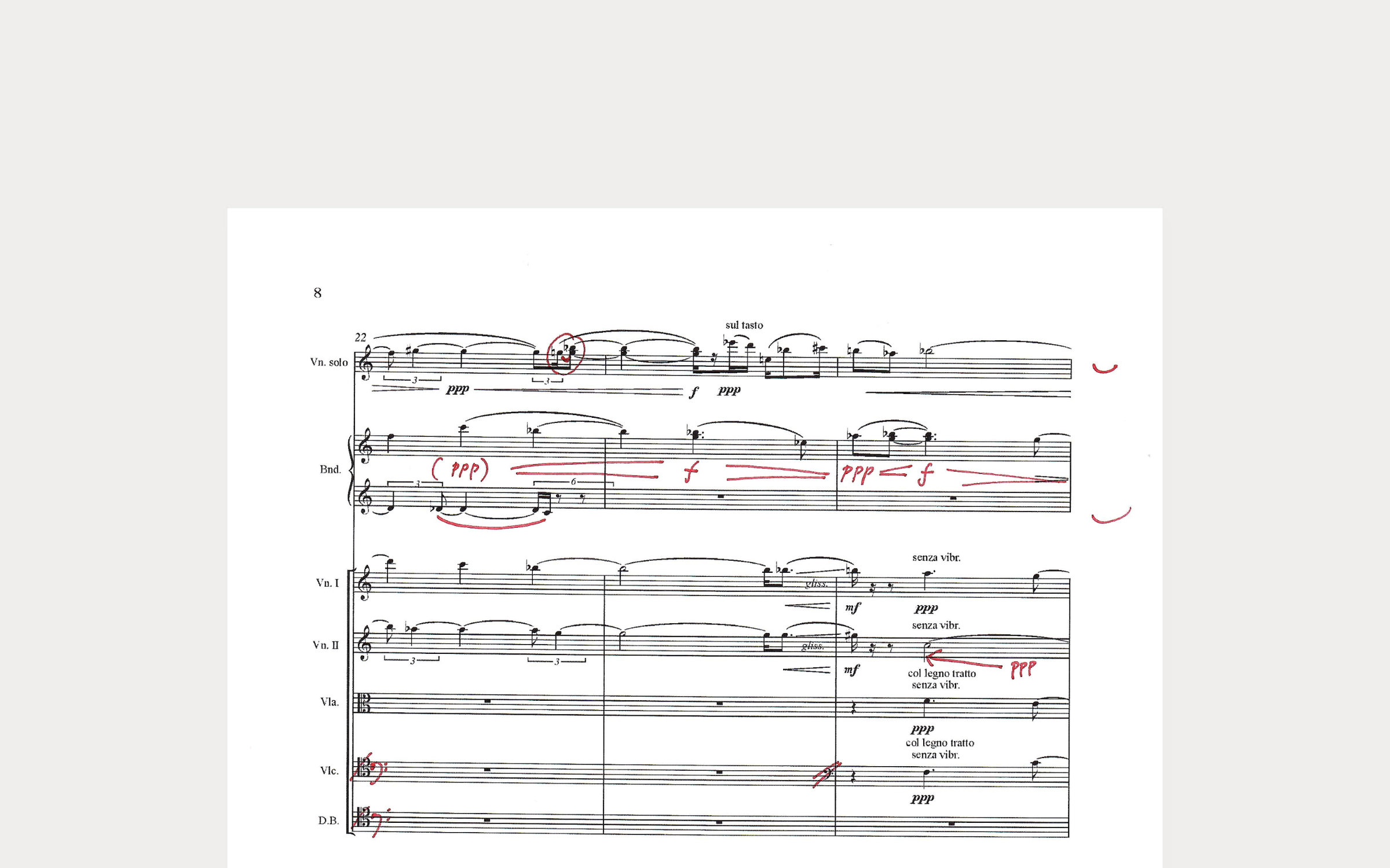 Marked errors in proofread music score