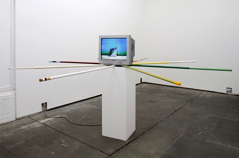 New Diagonal 2007 Plinth, painted dowel sticks and television monitor Photo credit: Andrew Curtis