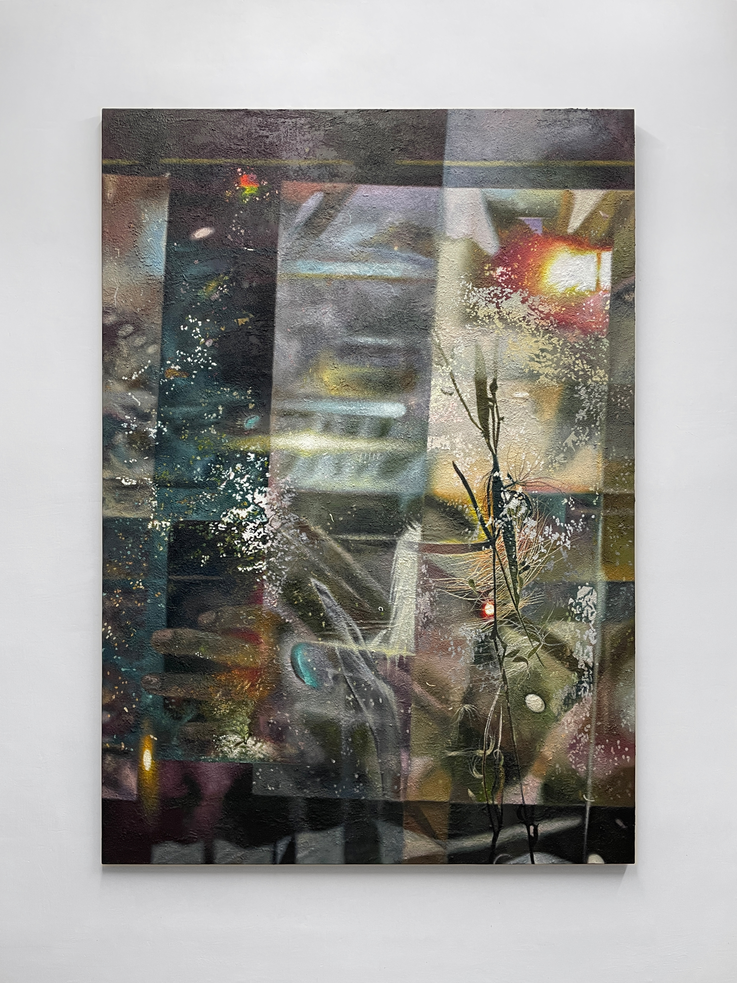 Landscape Between Kyiv and London (2)Soil, sand, dust, acrylic, oil on canvas, 200x140 cm, 2025