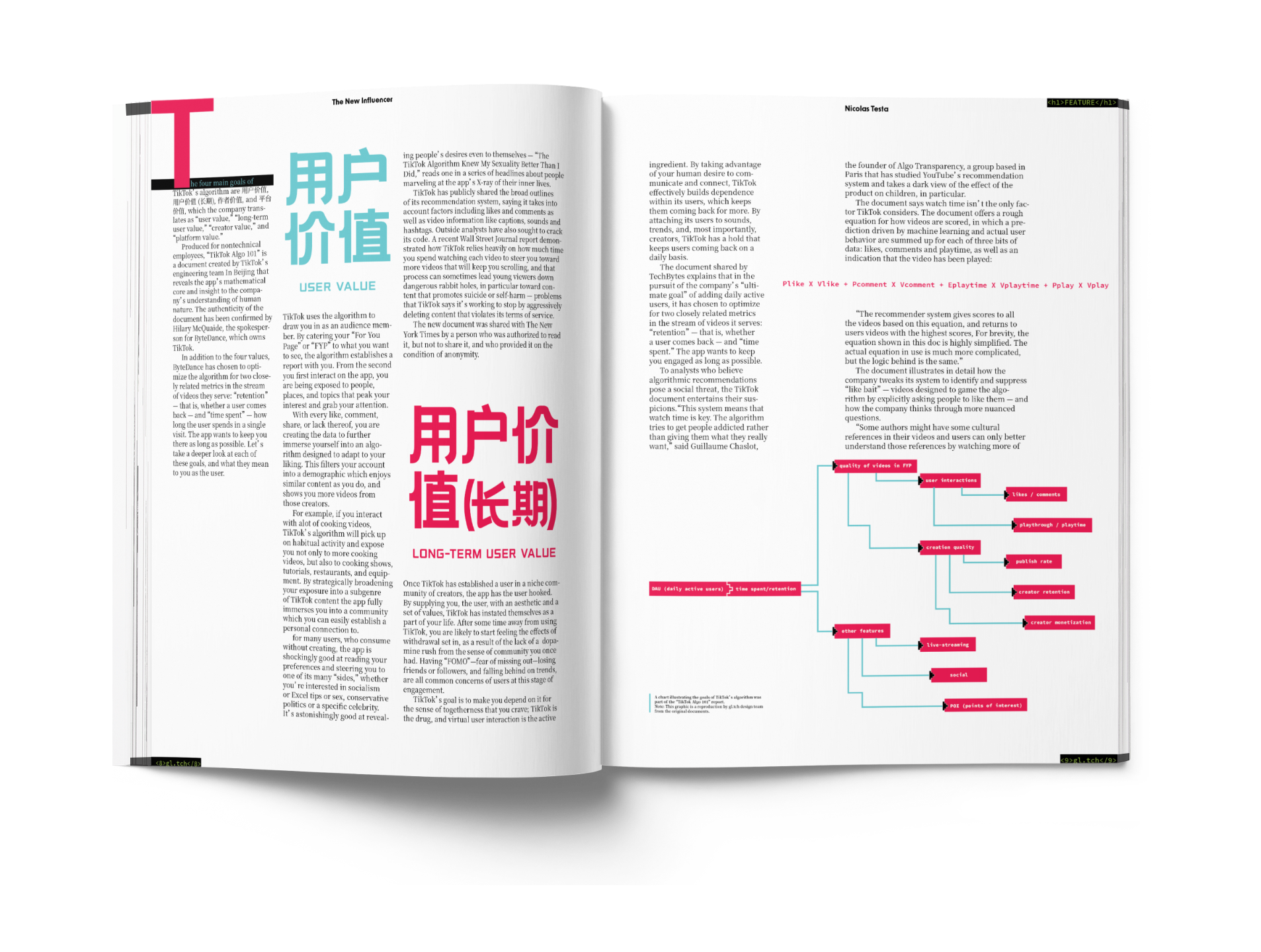 Magazine spread showing text-heavy page accompanied by graphics