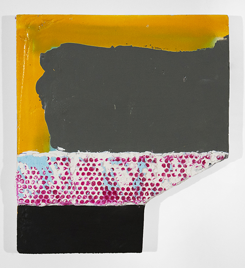 Caminar Otra Vez12" x 13"Acrylic, tempera, and latex paint, spray paint, vinyl spackle, cold wax, insulation foam2013