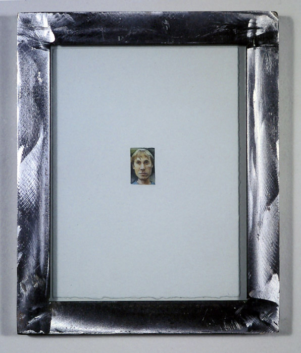 Head, watercolour, steel,glass - image is approx 2cm high