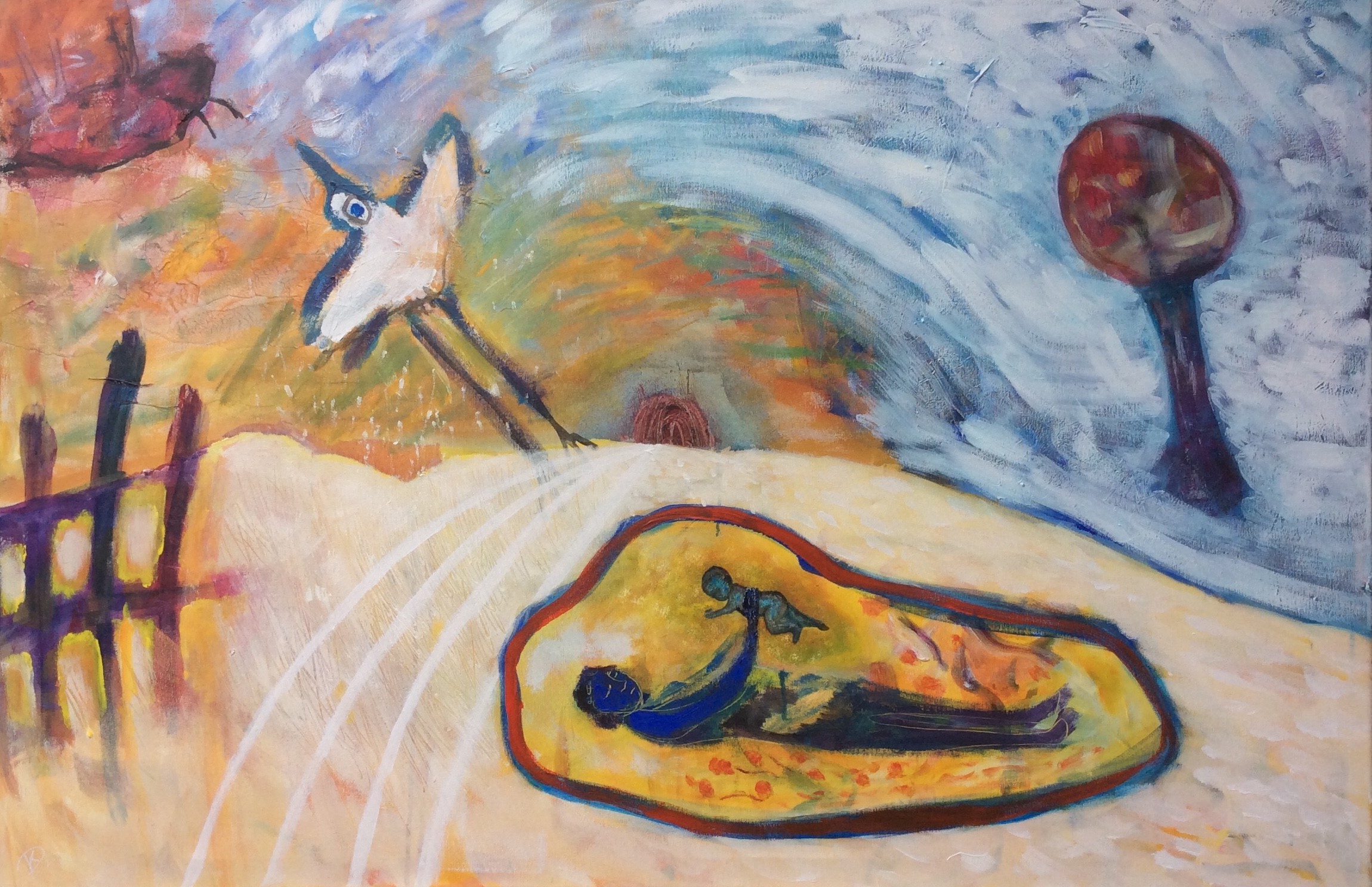 Het behouden huis, werk op doek. 150x100cm