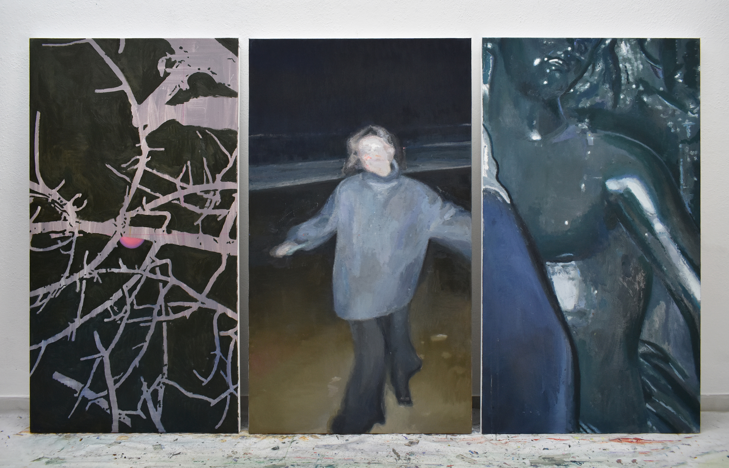 "Luna roja", oil on canvas, 130 x 219 cm. (130 x 73 cm C/U), 2024