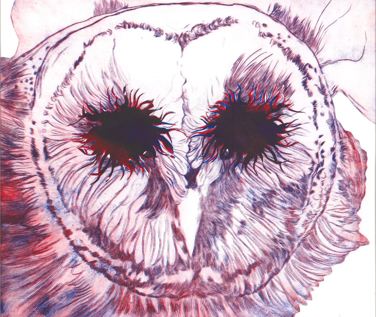 #3Drypoint etching, two-tone, partly printed on top of each other, collage, 44x53cmSerie: Jorinde and JoringelBook project, in progress, 2022