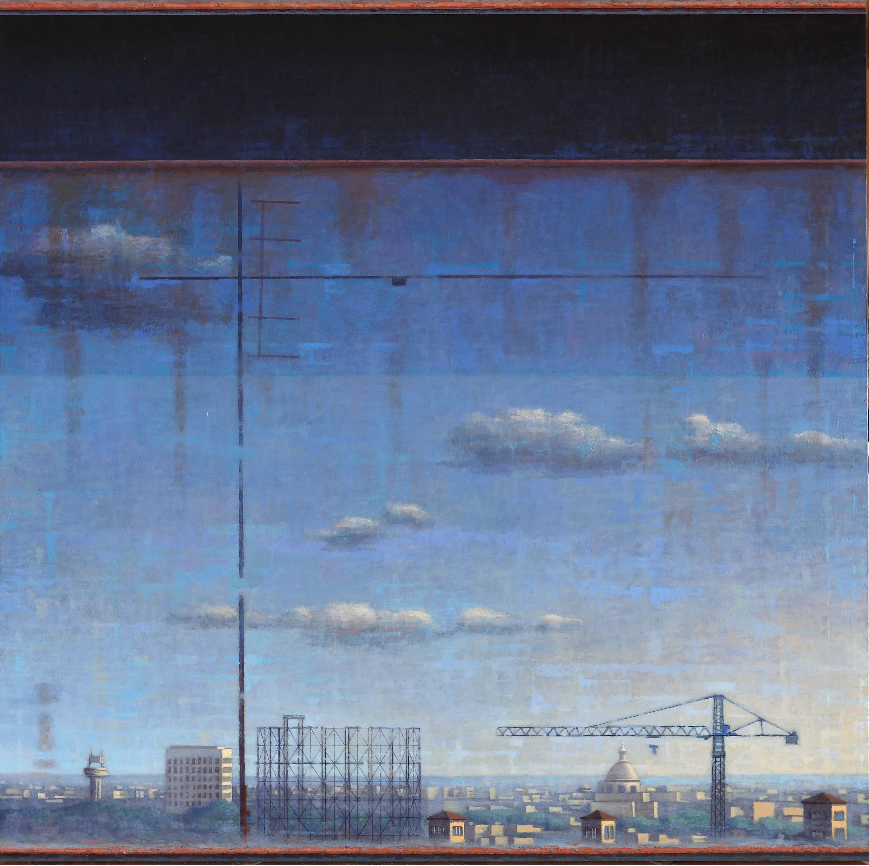 Skyline (gasometro), 2008, olio su tavola, 90 x 90 cm