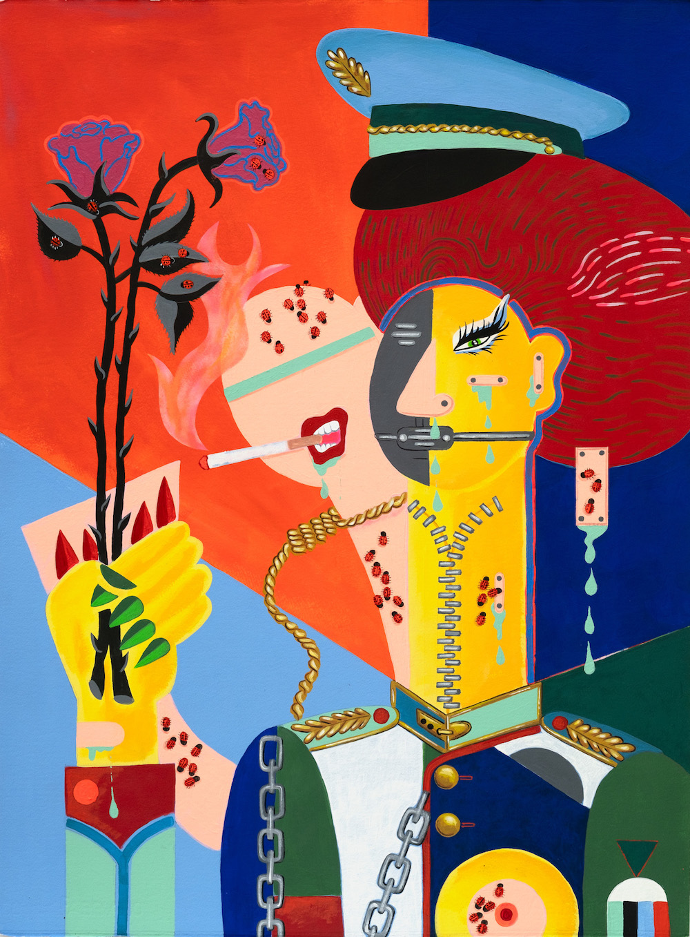 Timothy Siciliano, 'Chaîne de Commandement - Version Florale (Chain of Command &ndash; Floral Edition)', 2024, Acrylic, flashe, and Kremer Pigments on canvas, 22 x 30 in.