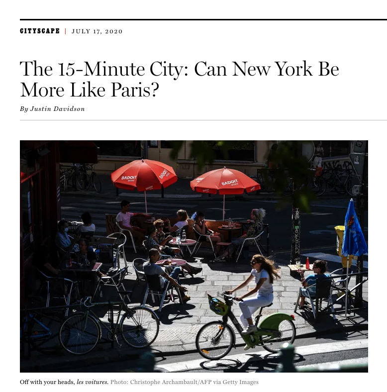 The 15-Minute City: Can New York Be More Like Paris