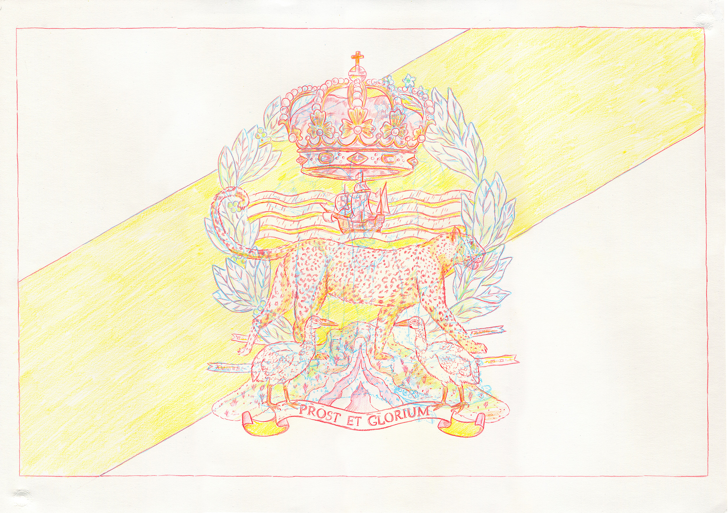 VISIÓN INFERNAL, LÁPIS DE COR SOBRE PAPEL E VISOR INFERNAL, 50X70CM, 2016
