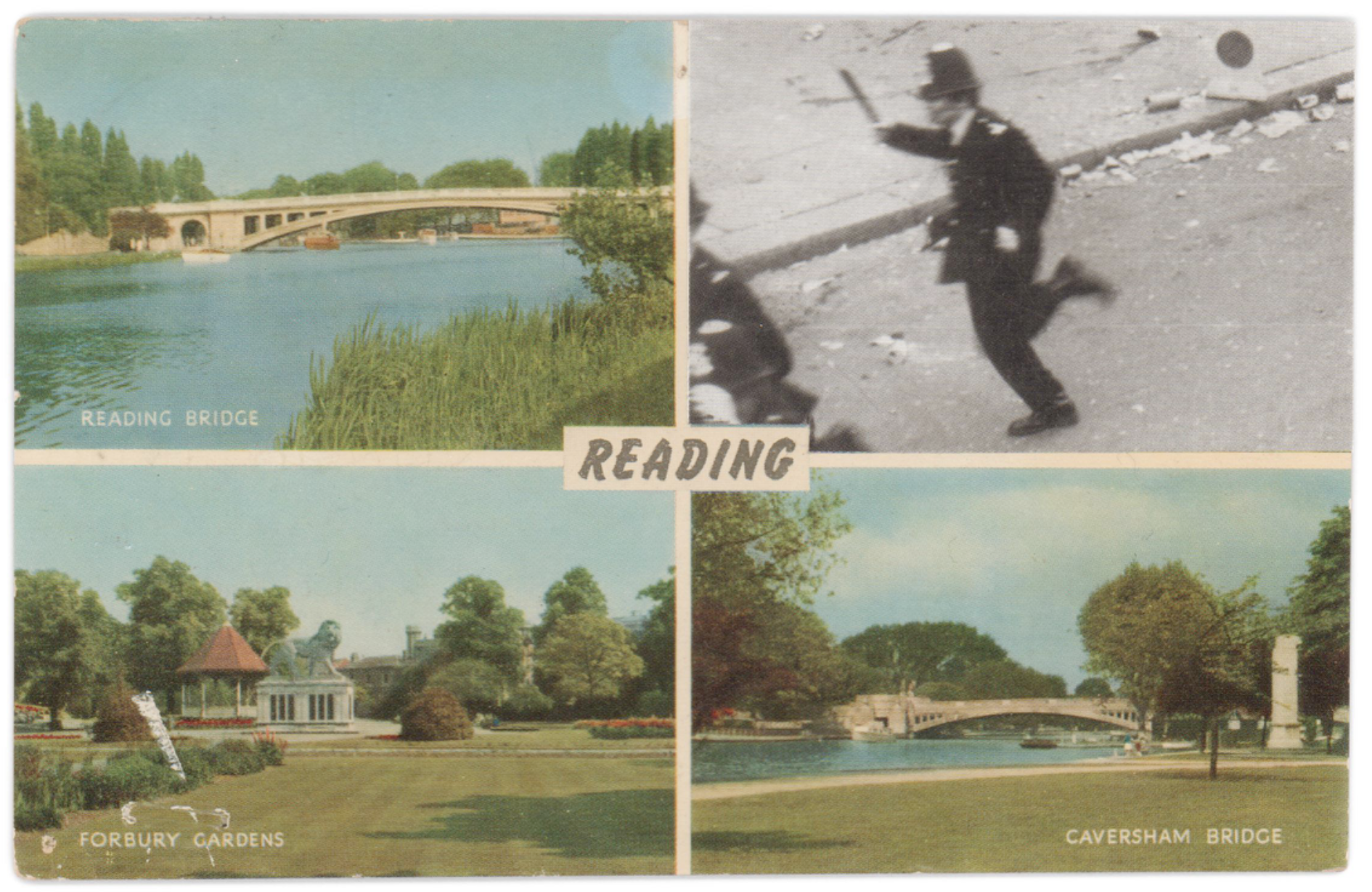 Reading, 2017, collage, 13 x 8 cm