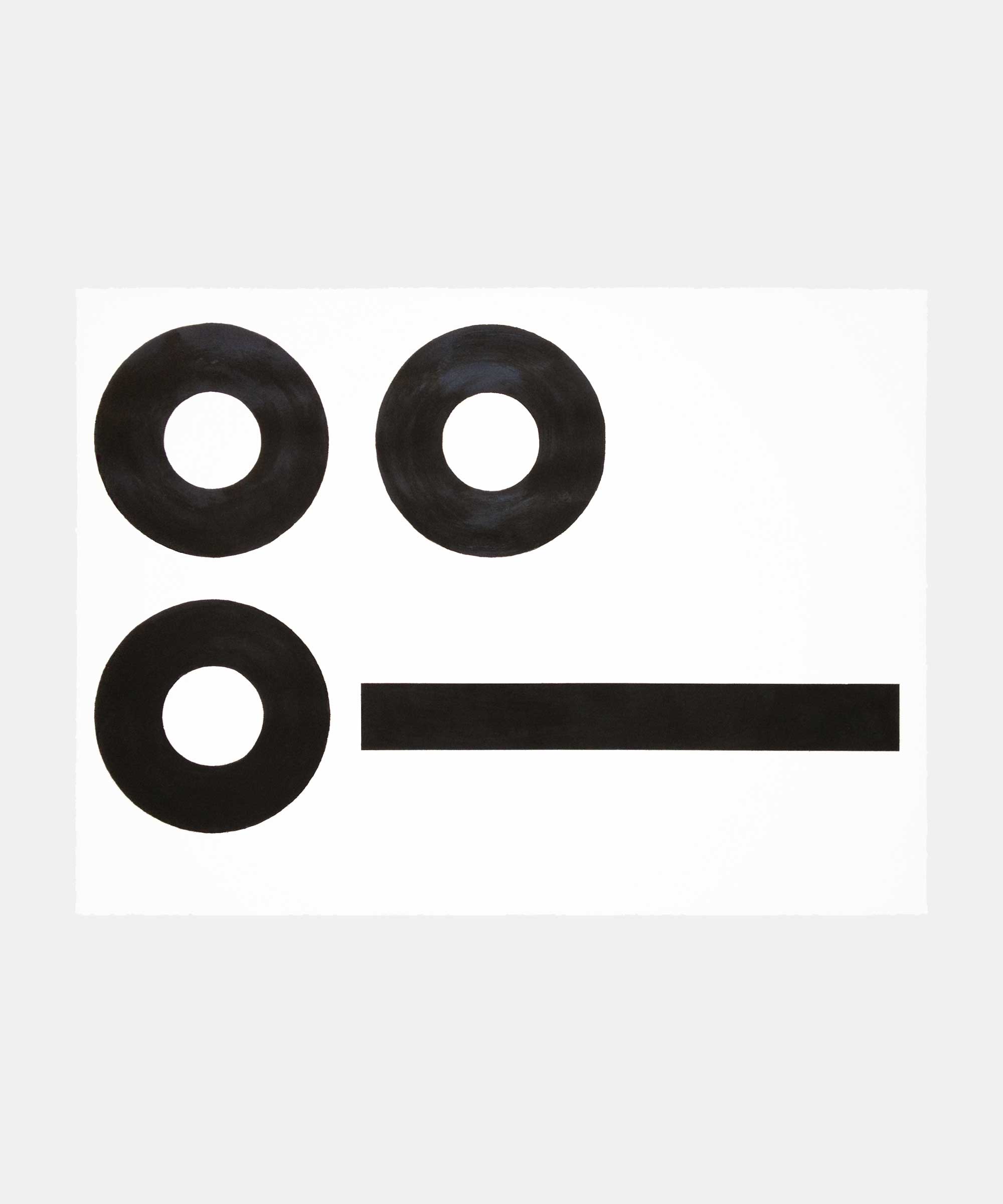 Four circles, 2015. Acrylic paint on paper. 103&#160;×&#160;76&#160;cm.