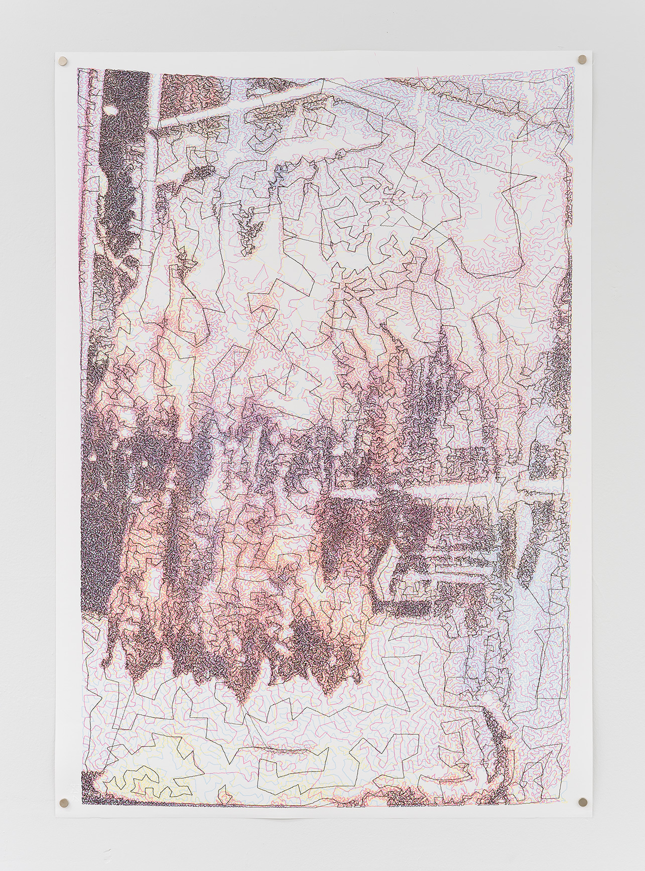 Untitled (z024), 2023, ink and acrylic on paper, 43 ¼ x 27 ½ in. (110 x 70 cm.)