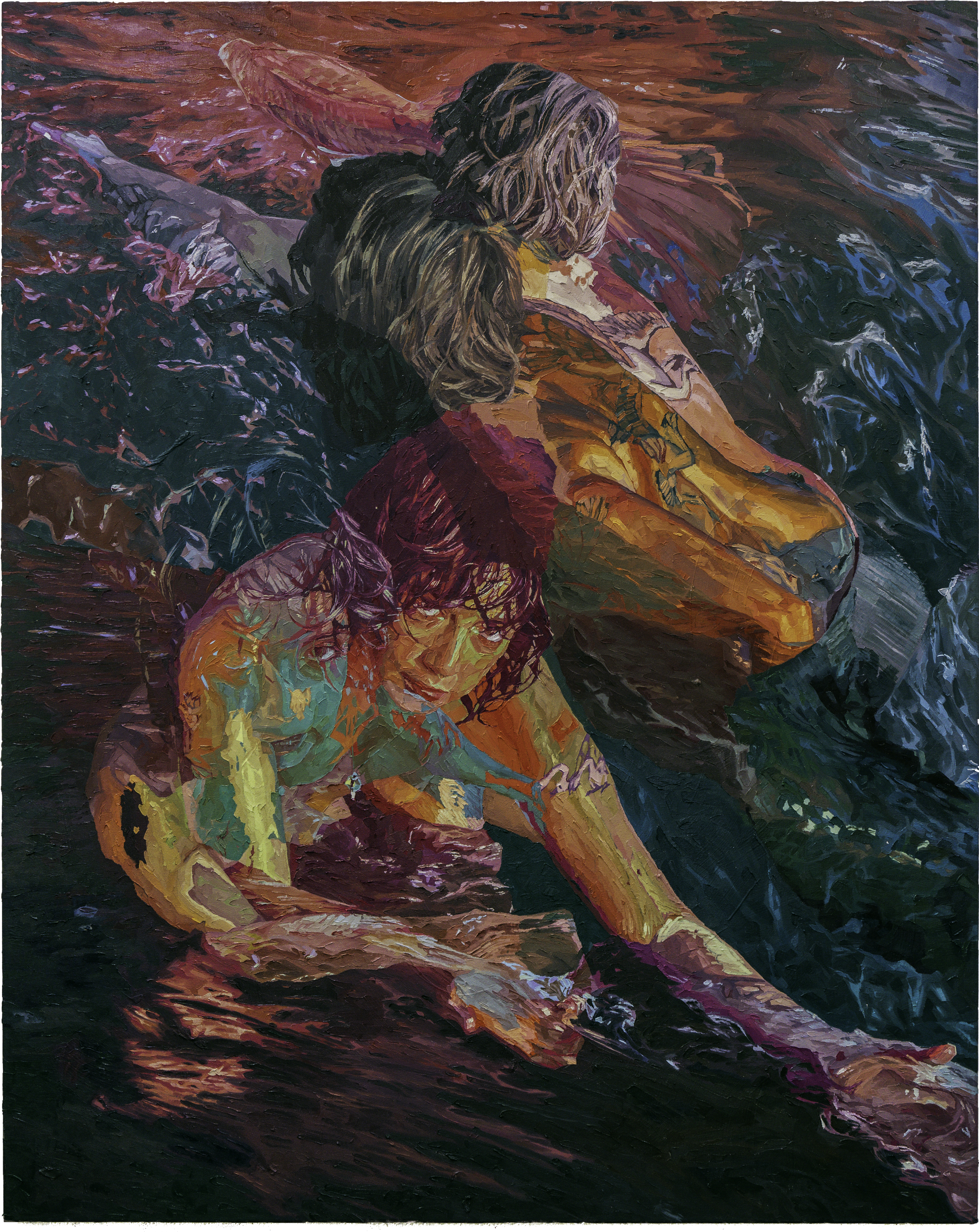 LOWE AND THE FISH 2 56X70 OIL ON CANVAS