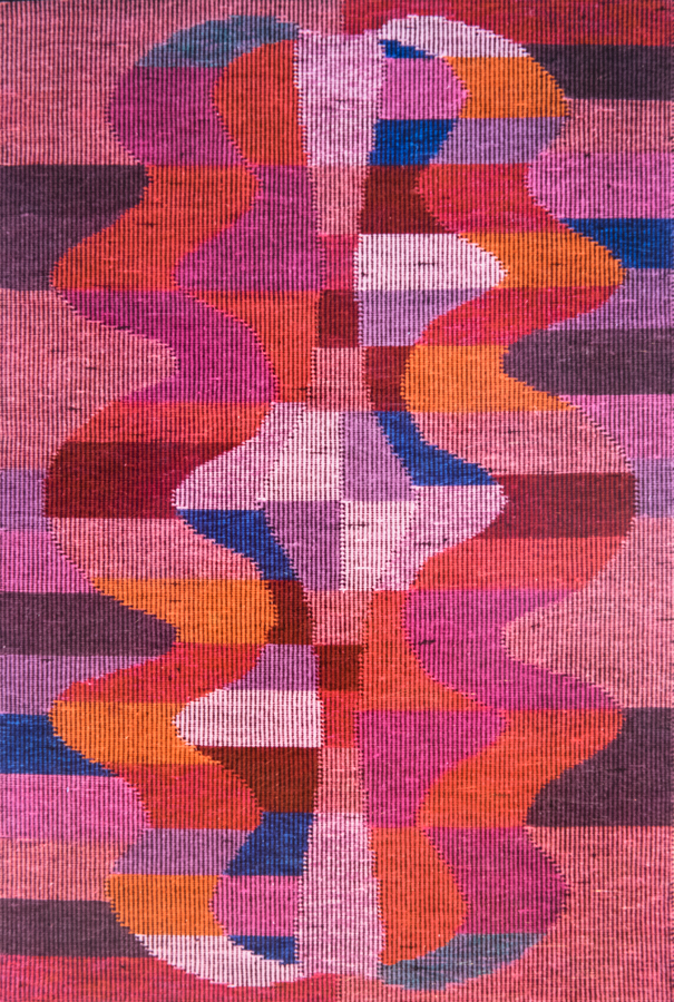 Handwoven wool rug. Serial production. 1990's