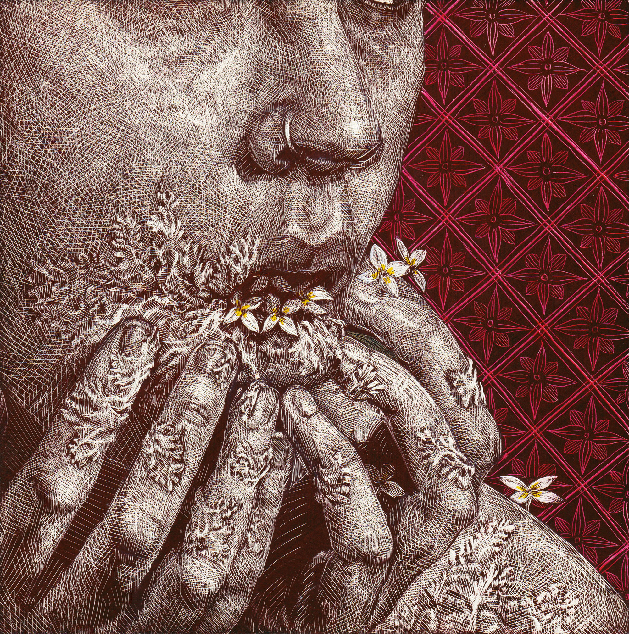 Wake And Run. Ink on scratchboard. 2021.