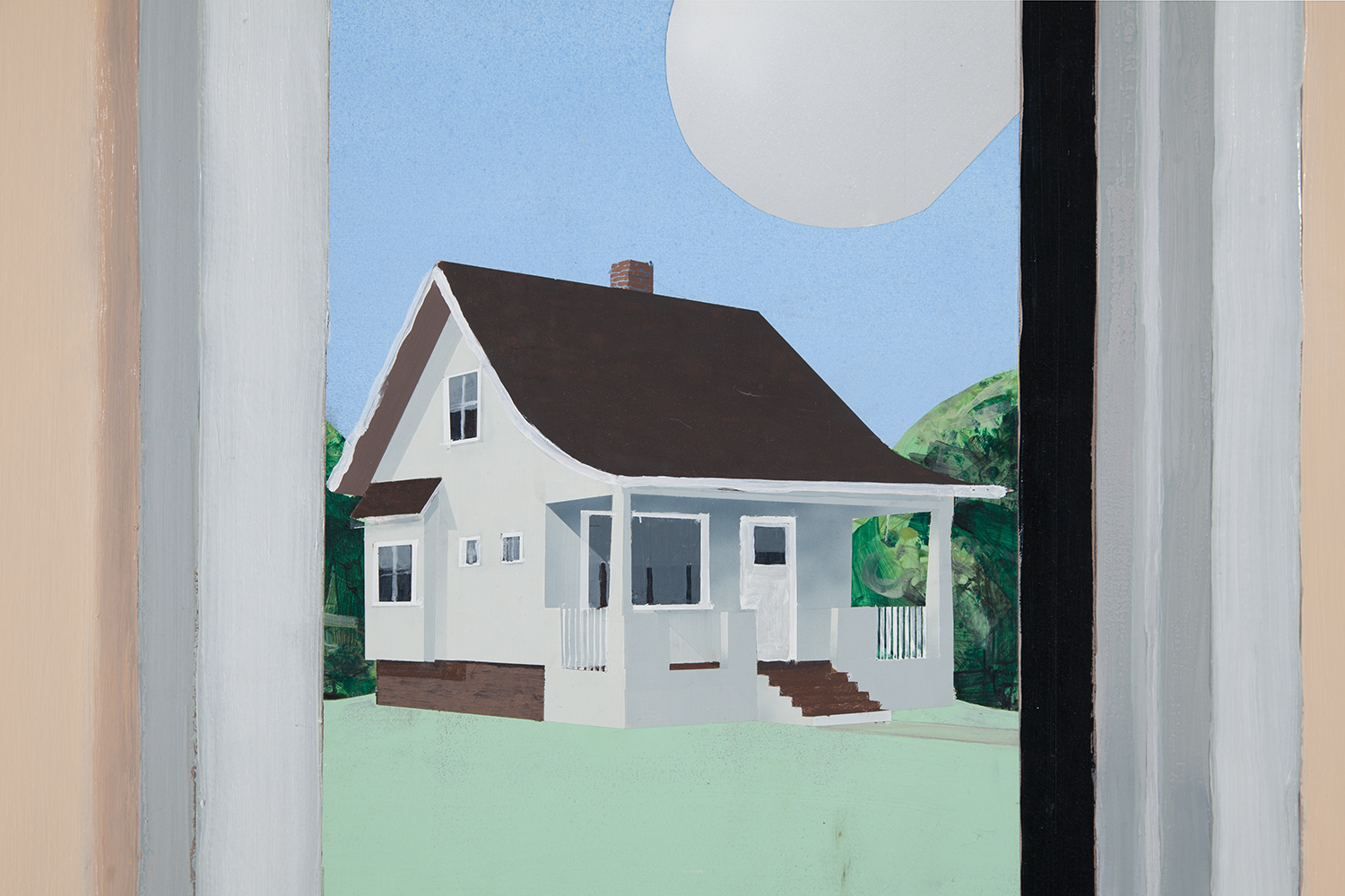 Proceed with Caution; Acrylic, oil paint, graphite, chalk, plaster and screw on canvas, mounted on panel; 55x56; 2018