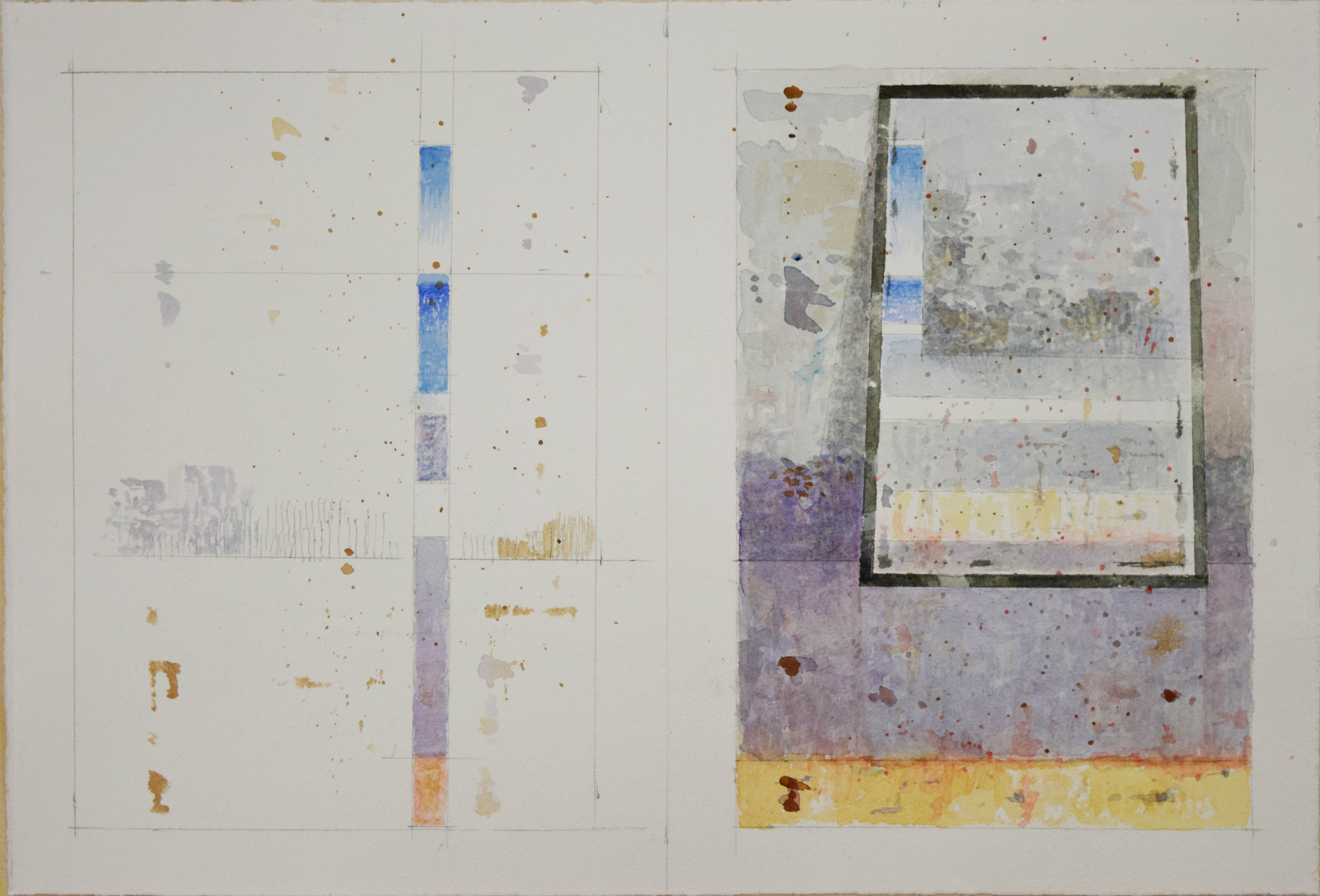 Linea verticale blu e rossa - Specchio nell'atelier