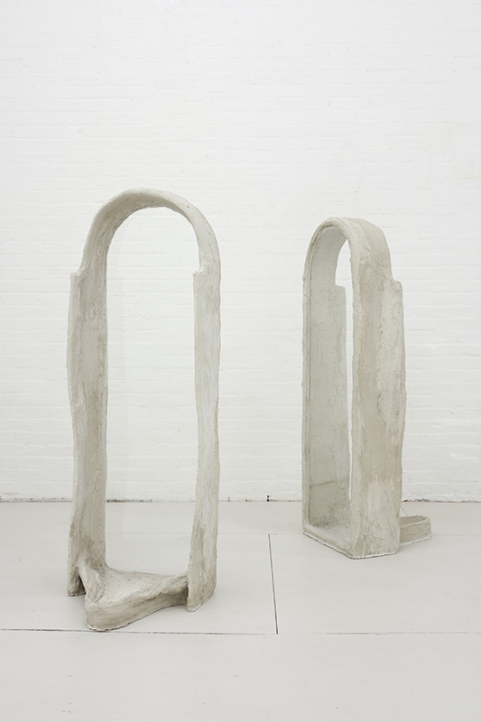 Untitled (Urinal NYC 1&2), 2016, concrete,  burlap,  glass, construction steel mesh