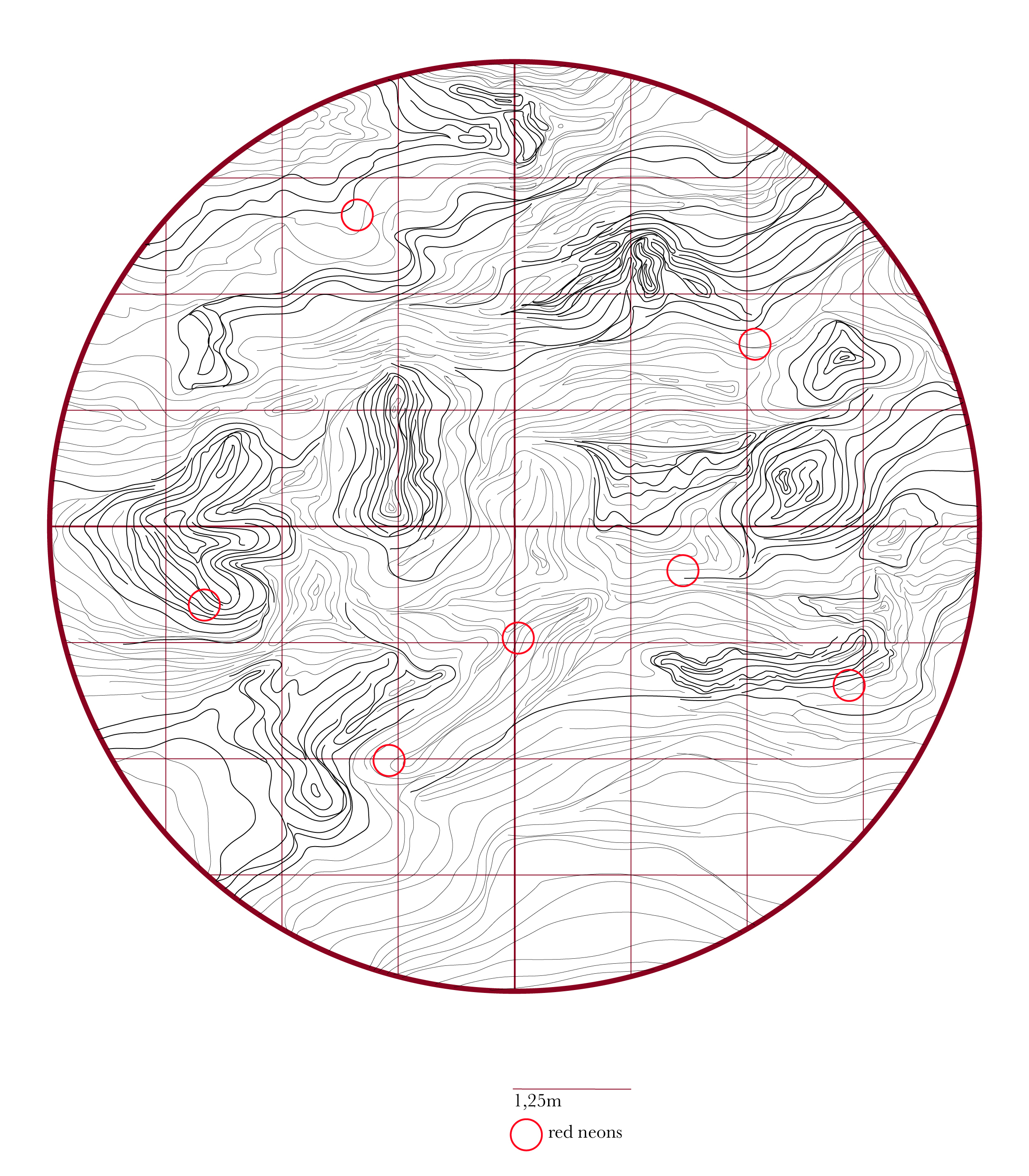 ^ Map of the physical space, volumes and neons