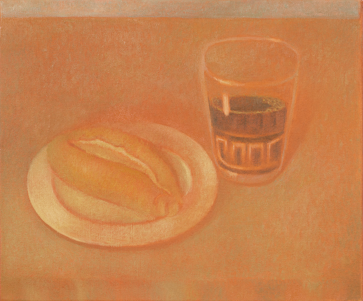 "Café com pão", 2020, óleo sobre tela