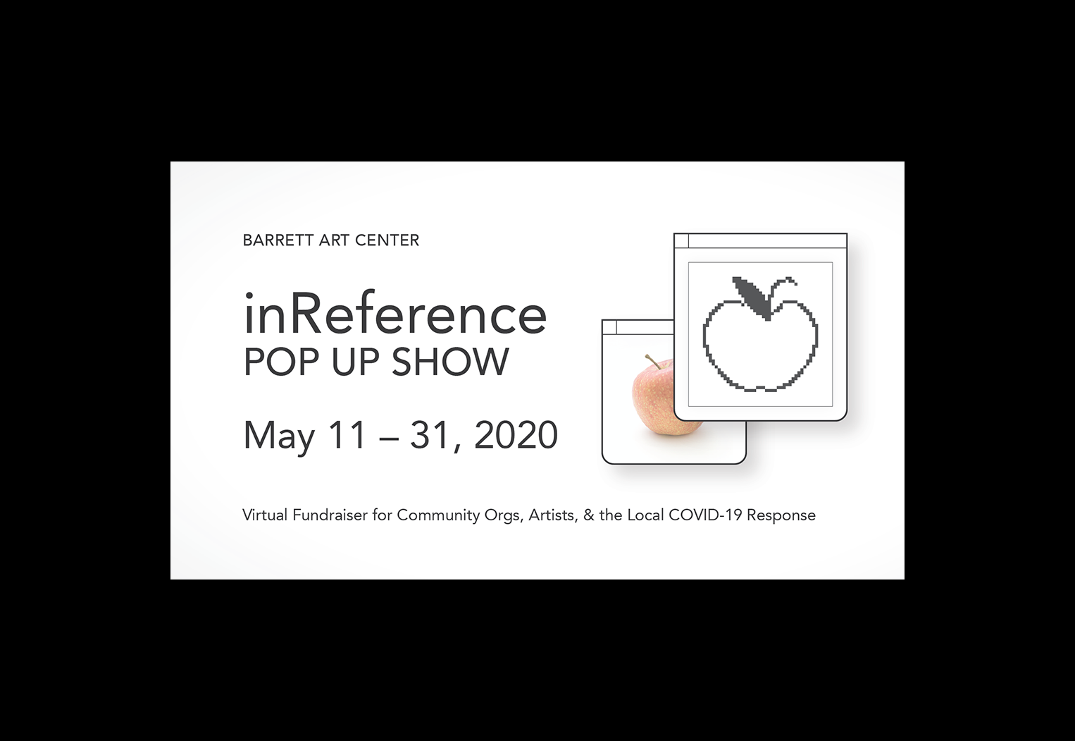 inReference: POP UP SHOW, Barrett Art Center, Facebook event banner.