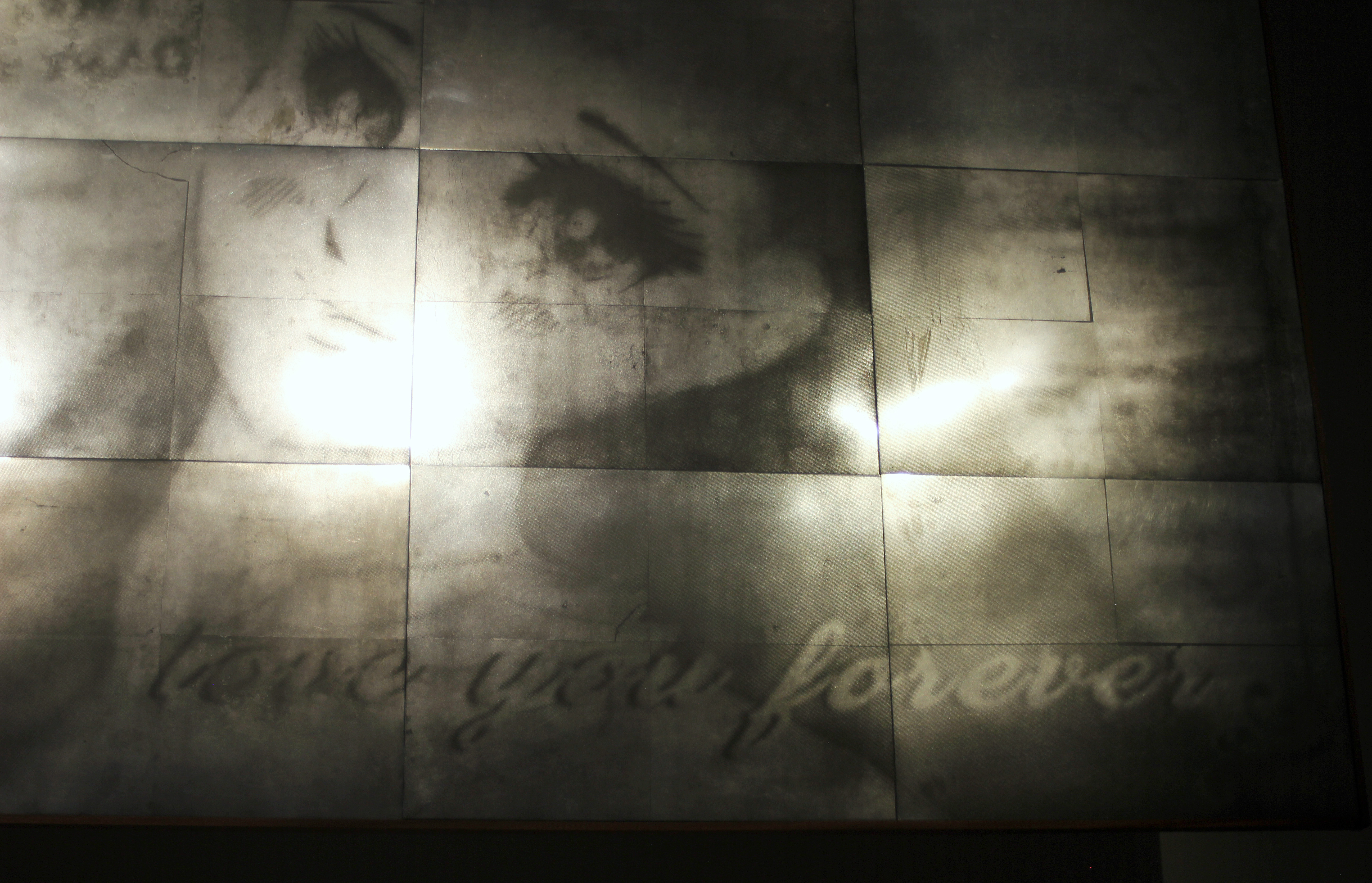 'Sailing across the ocean to meet you', 2024. Zinc etching plates, hardwood sapele, MDF, wood. 242 x 182 x 3.6 cm.