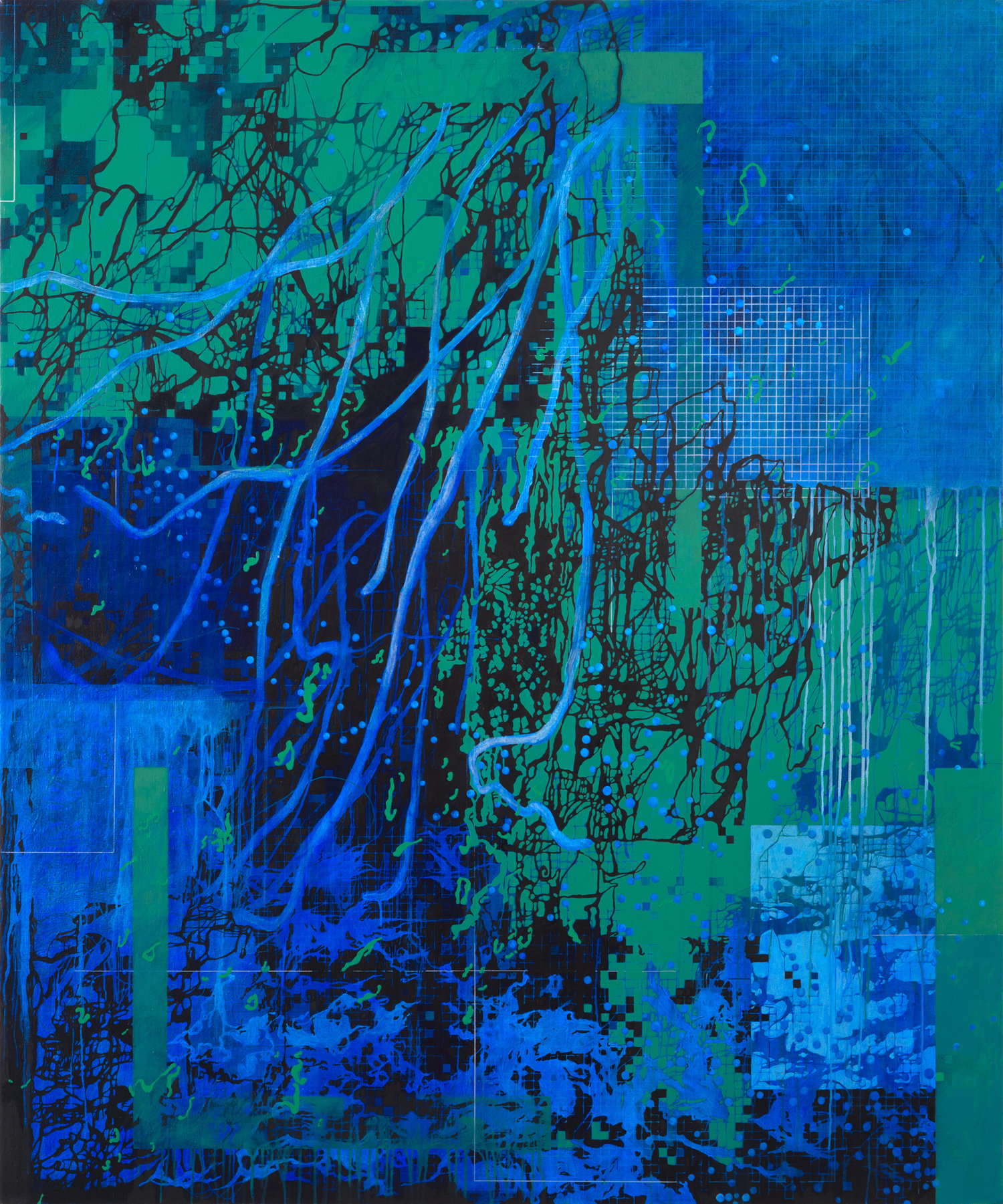 Pearls, acrylic and iridescent flashe on canvas, 72 in. x 60 in., 2016.
