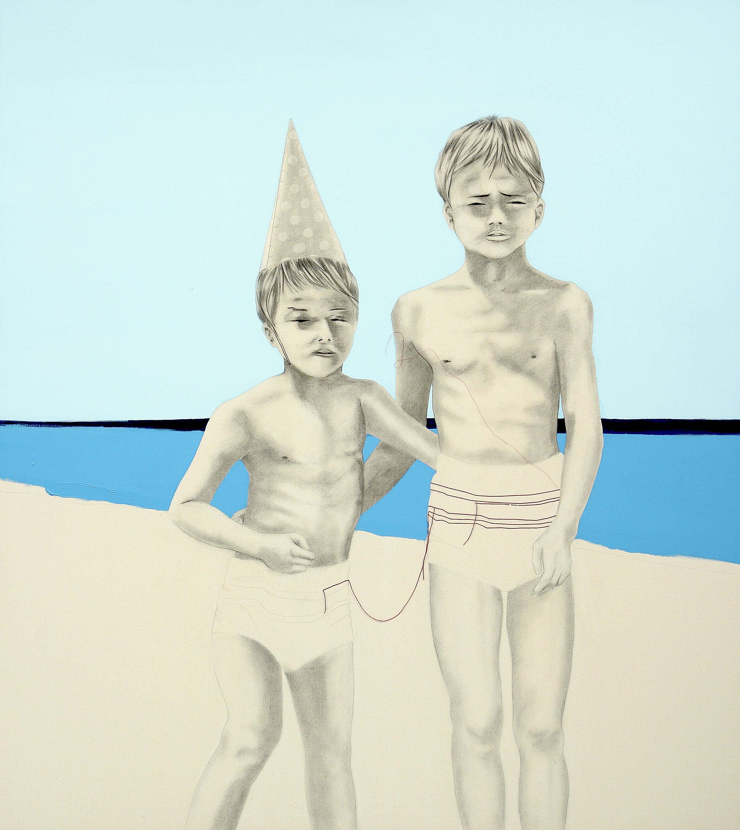 UNTITLED | Hand embroidery, pencil and acrylic on unprimed canvas | 180 x 160 cm