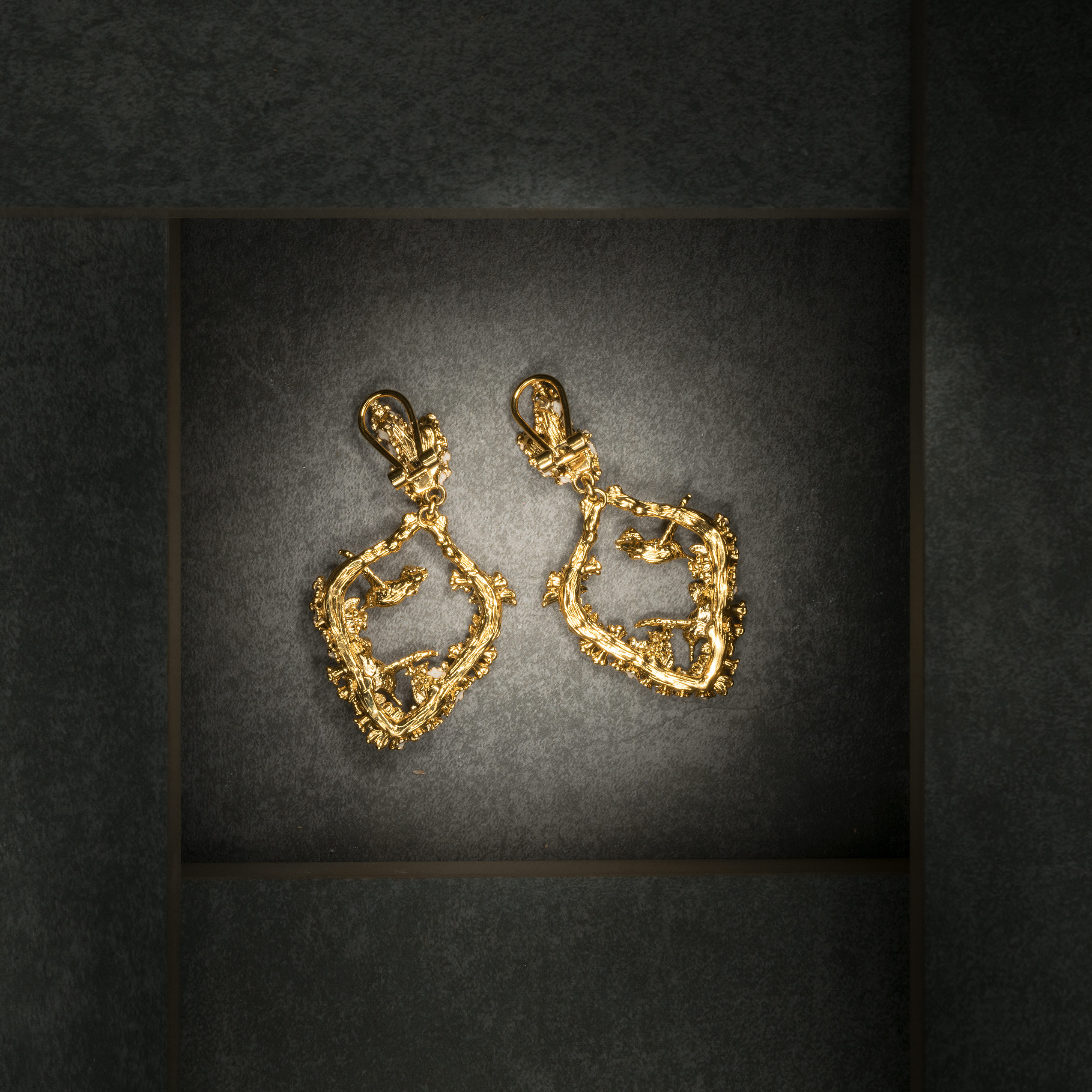 Harmony Earrings Gold and Ivory View 3 by Angela Mia
