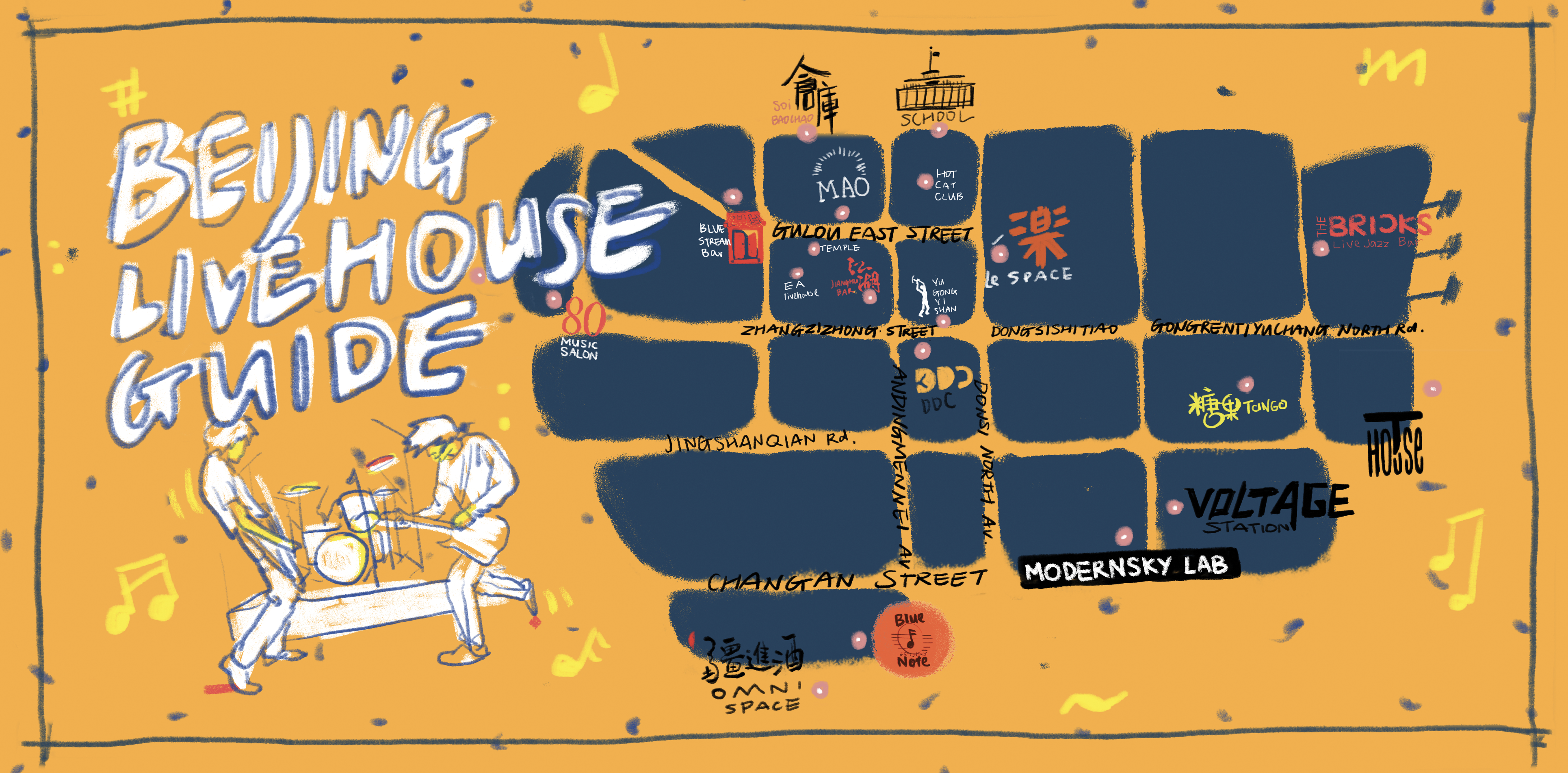 Beijing Live house Guide illustrative infographic