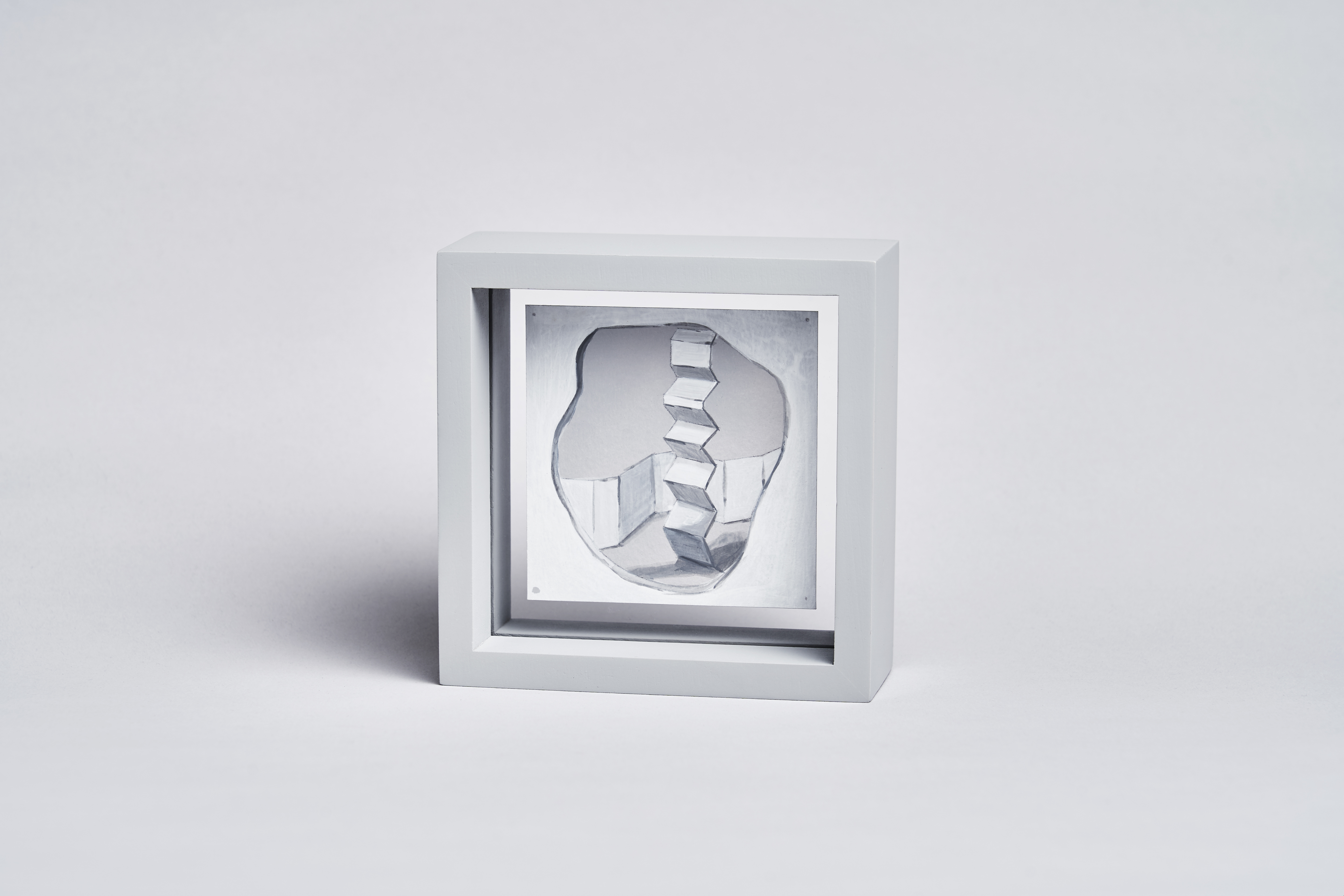 Box1, acrylic on paper, acrylic panel, wood frame, 11x11x4.5cm