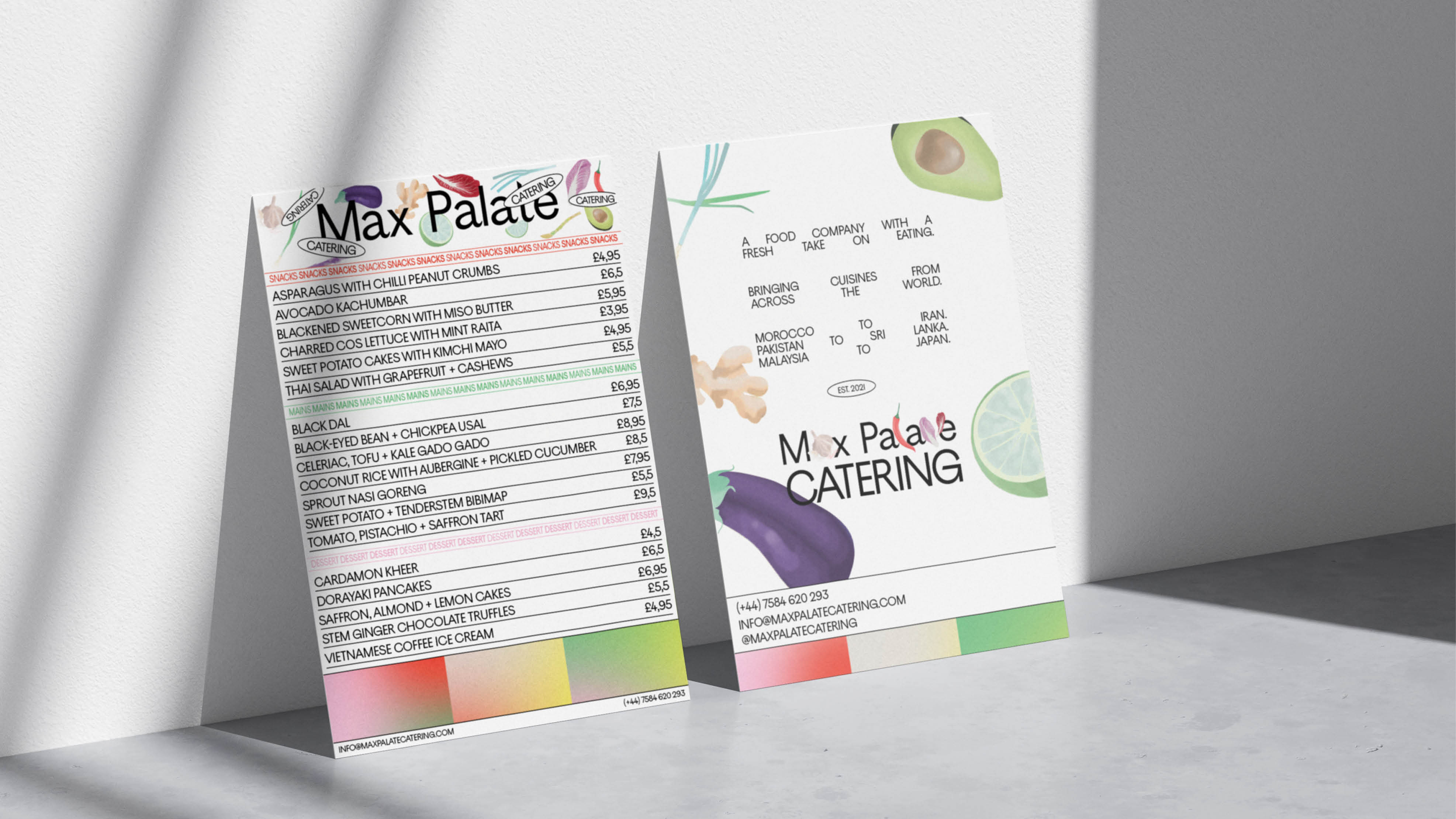 27/40: Brand material and packaging for Max Palate Catering, 2021.