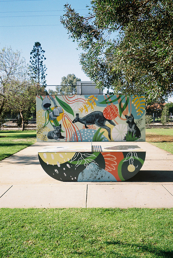 A POPP outdoor table tennis table with custom artwork