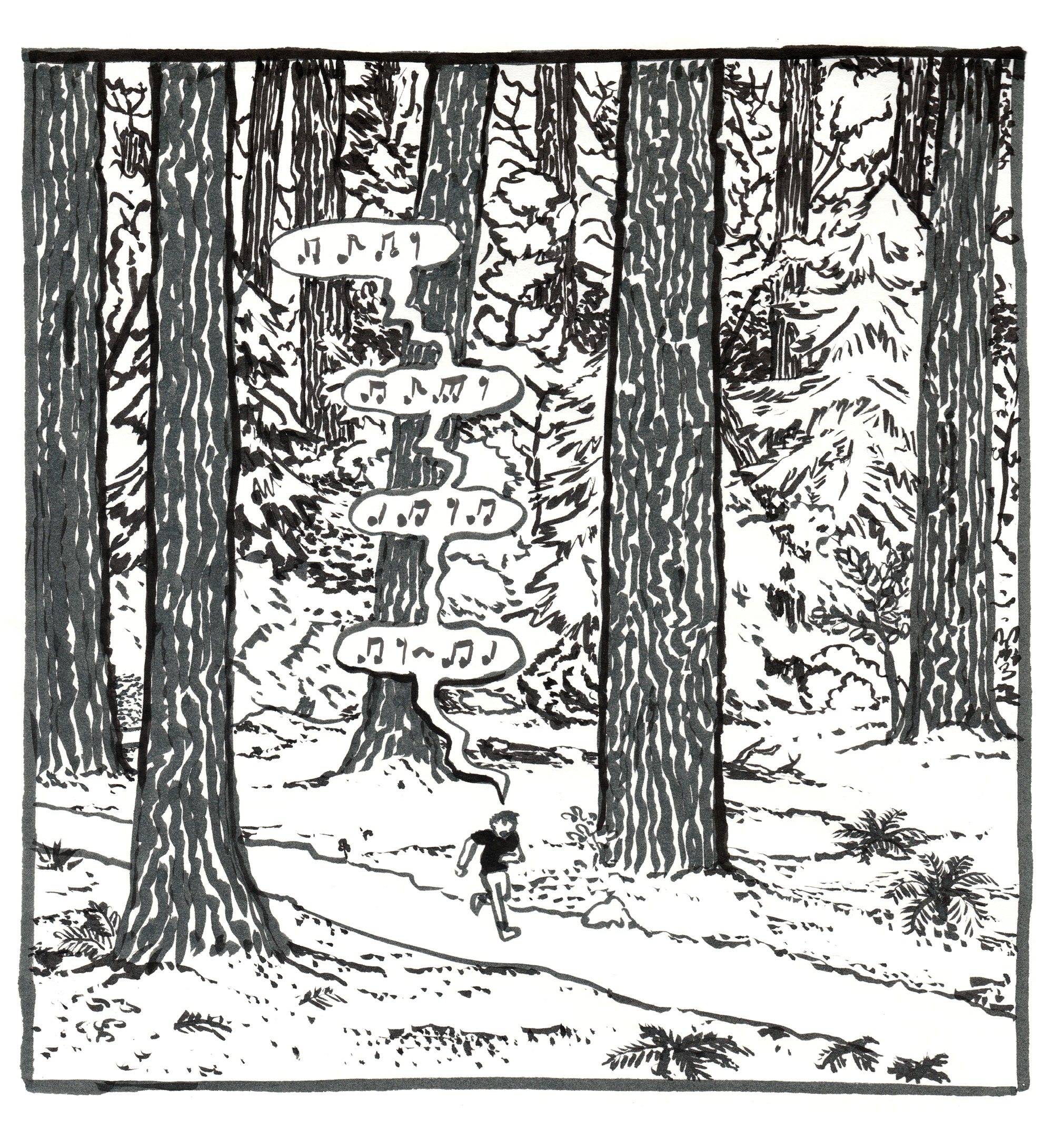 Forest Run - Ink on paper 21x22 cm