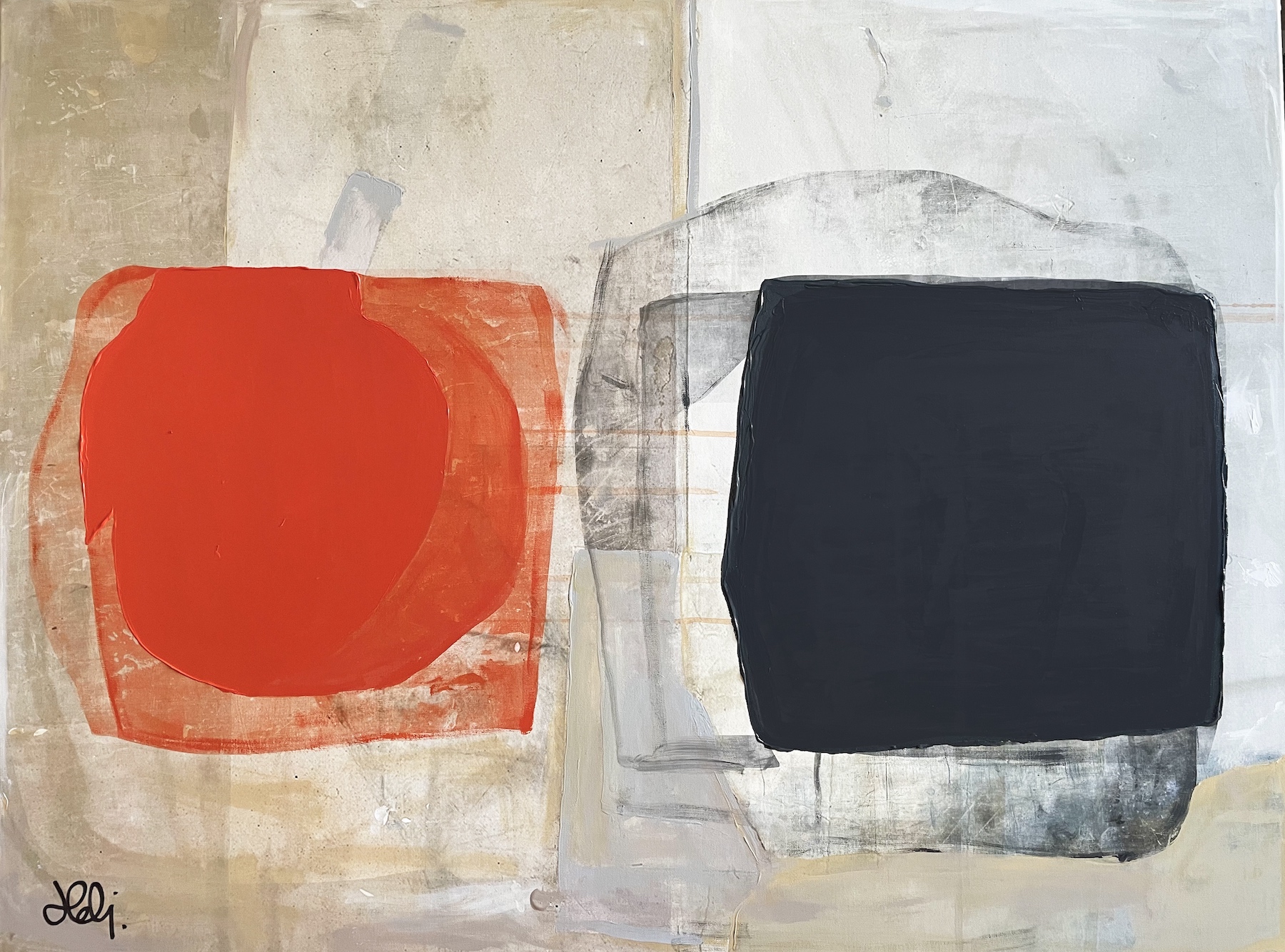 Orange and Grey, 202290 x 120 cmMixed media on canvas