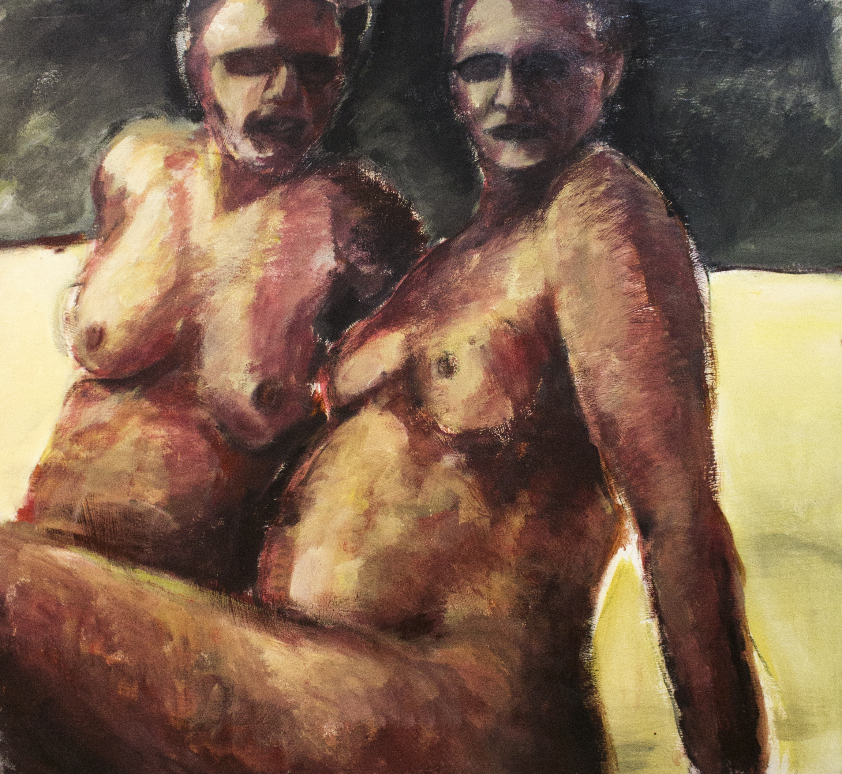 Two figures (Yellow) 120x110cm Acrylic on Canvas